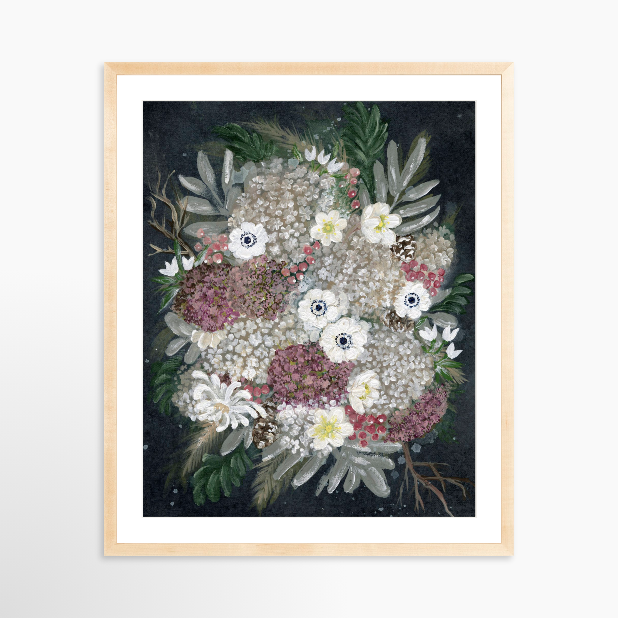 24x30 / Natural Frame + White Mat