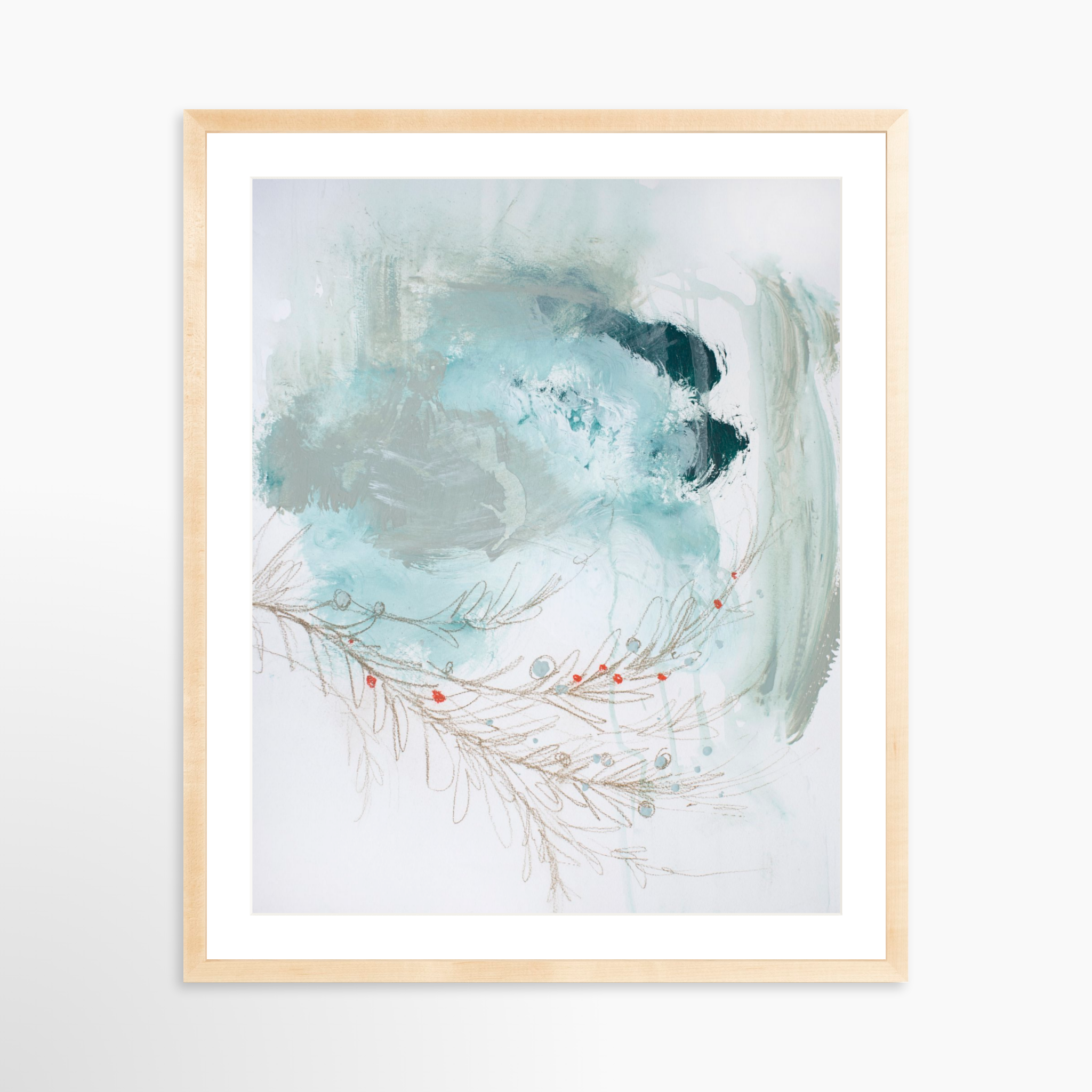 24x30 / Natural Frame + White Mat