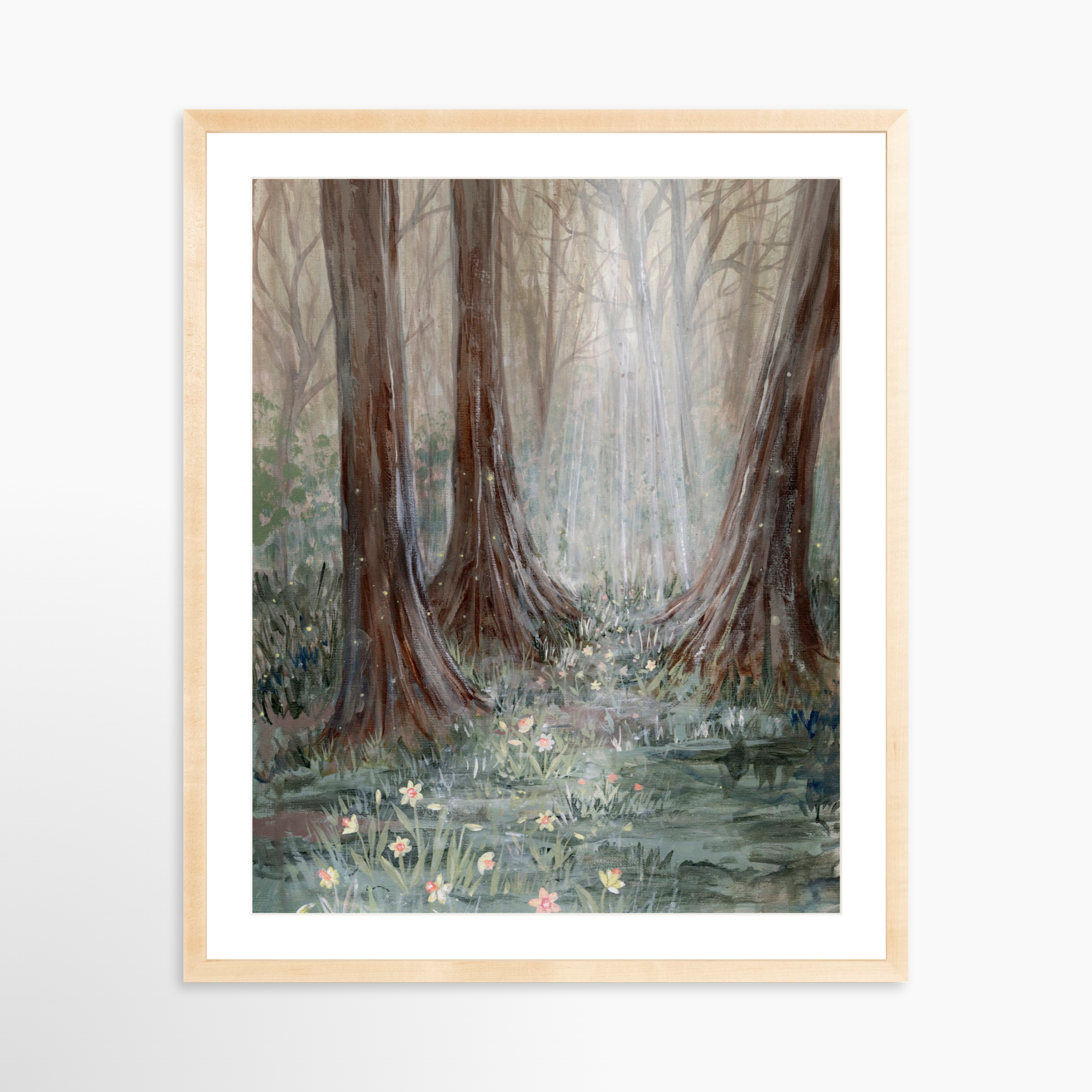 24x30 / Natural Frame + White Mat