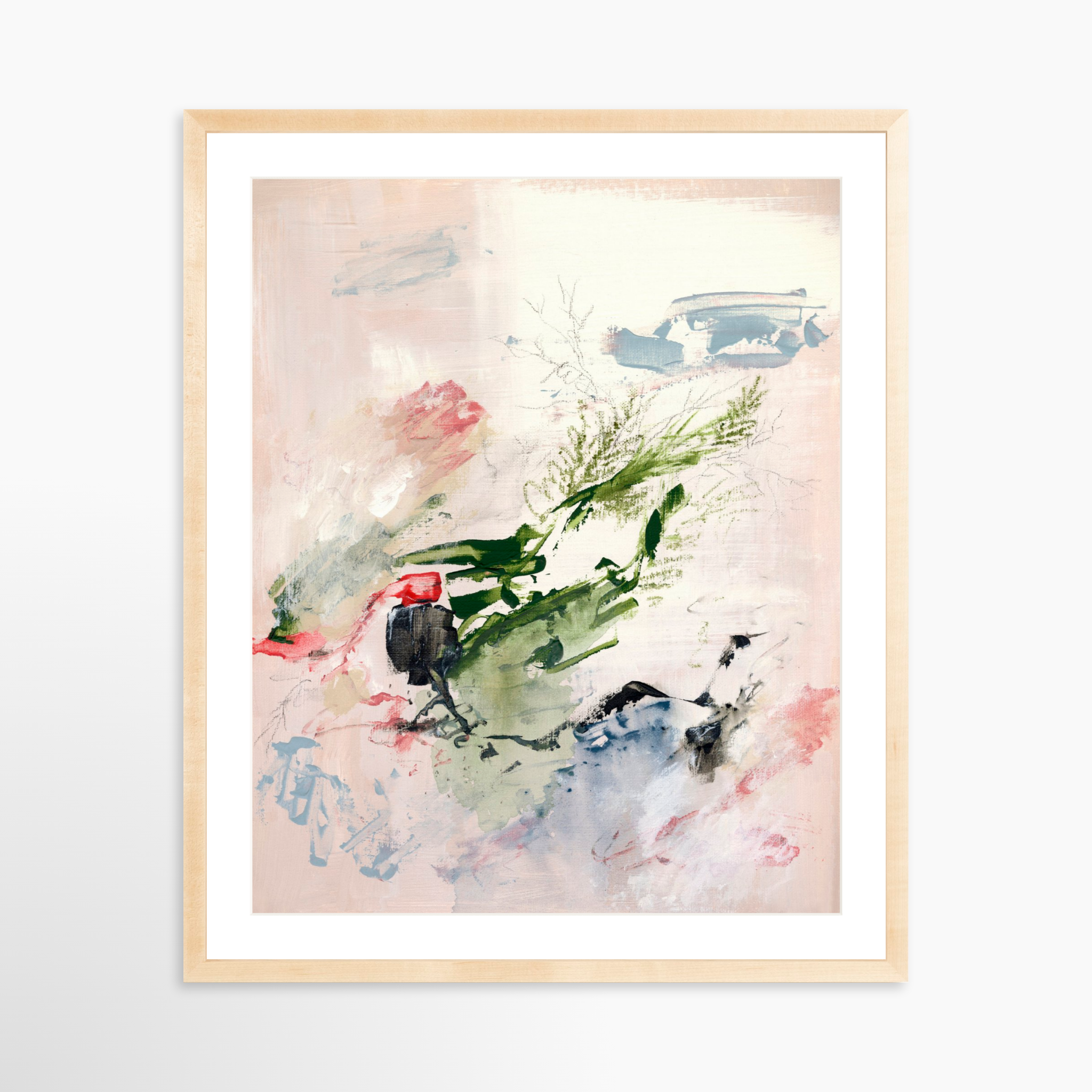 24x30 / Natural Frame + White Mat