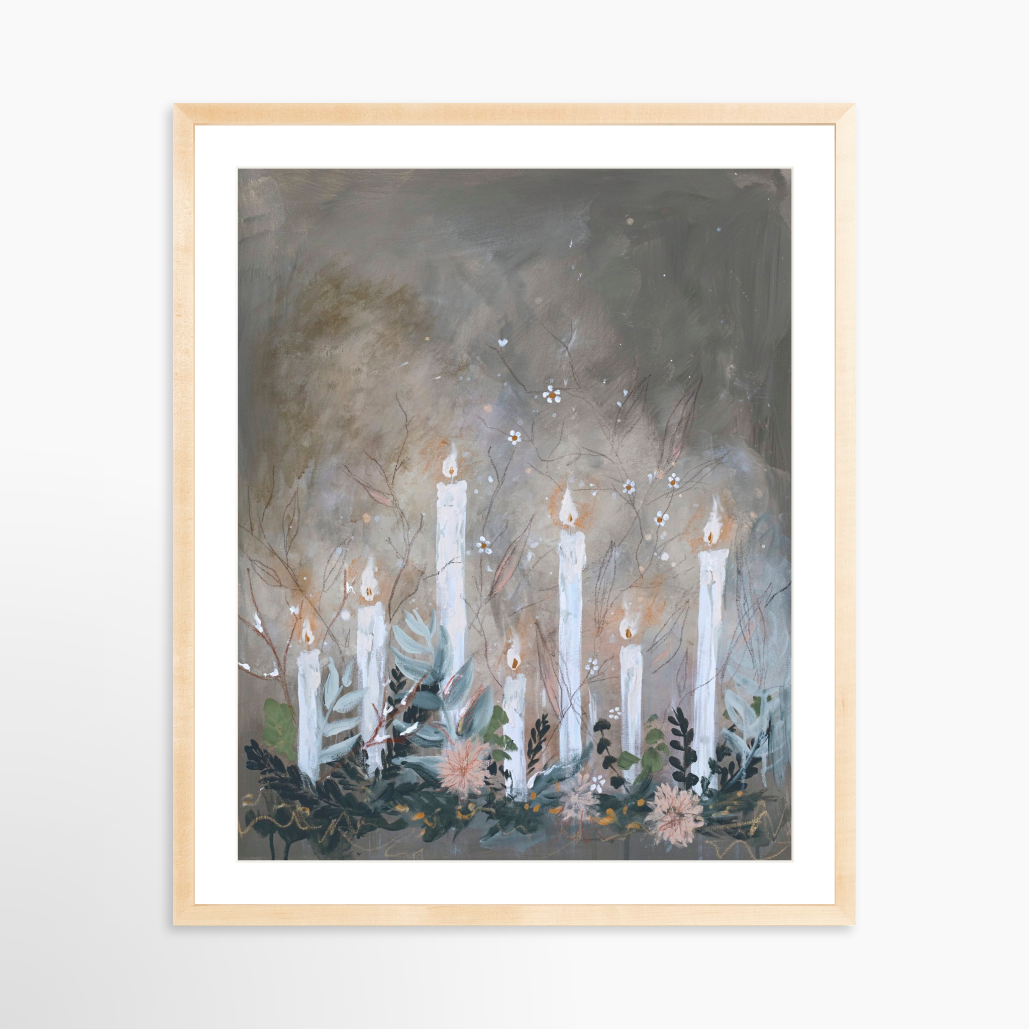 24x30 / Natural Frame + White Mat