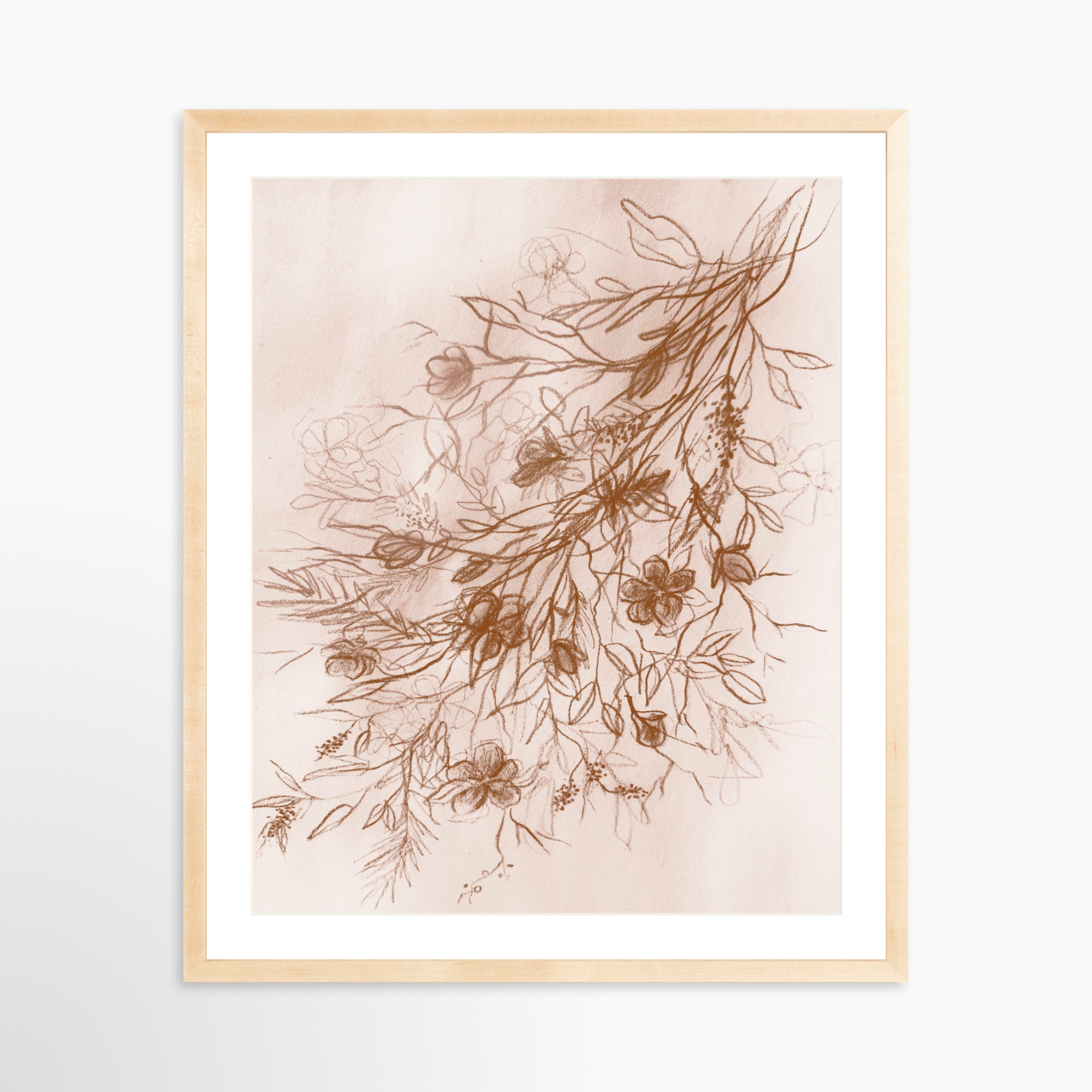 24x30 / Natural Frame + White Mat