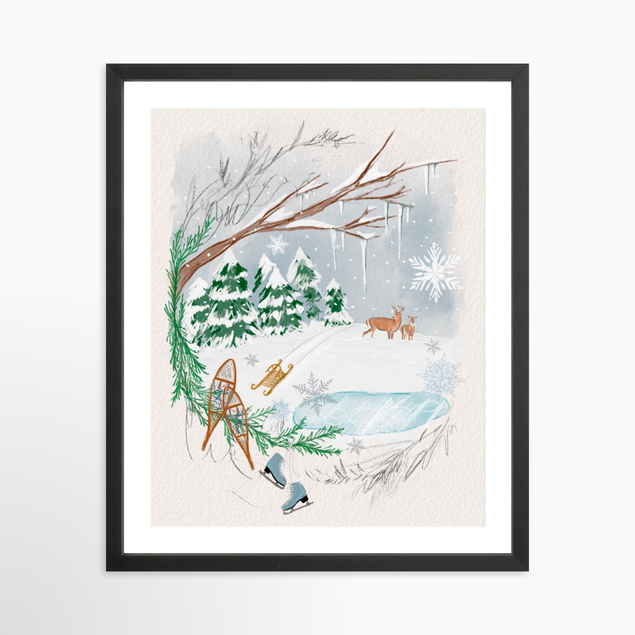 16x20 / Black Frame + White Mat