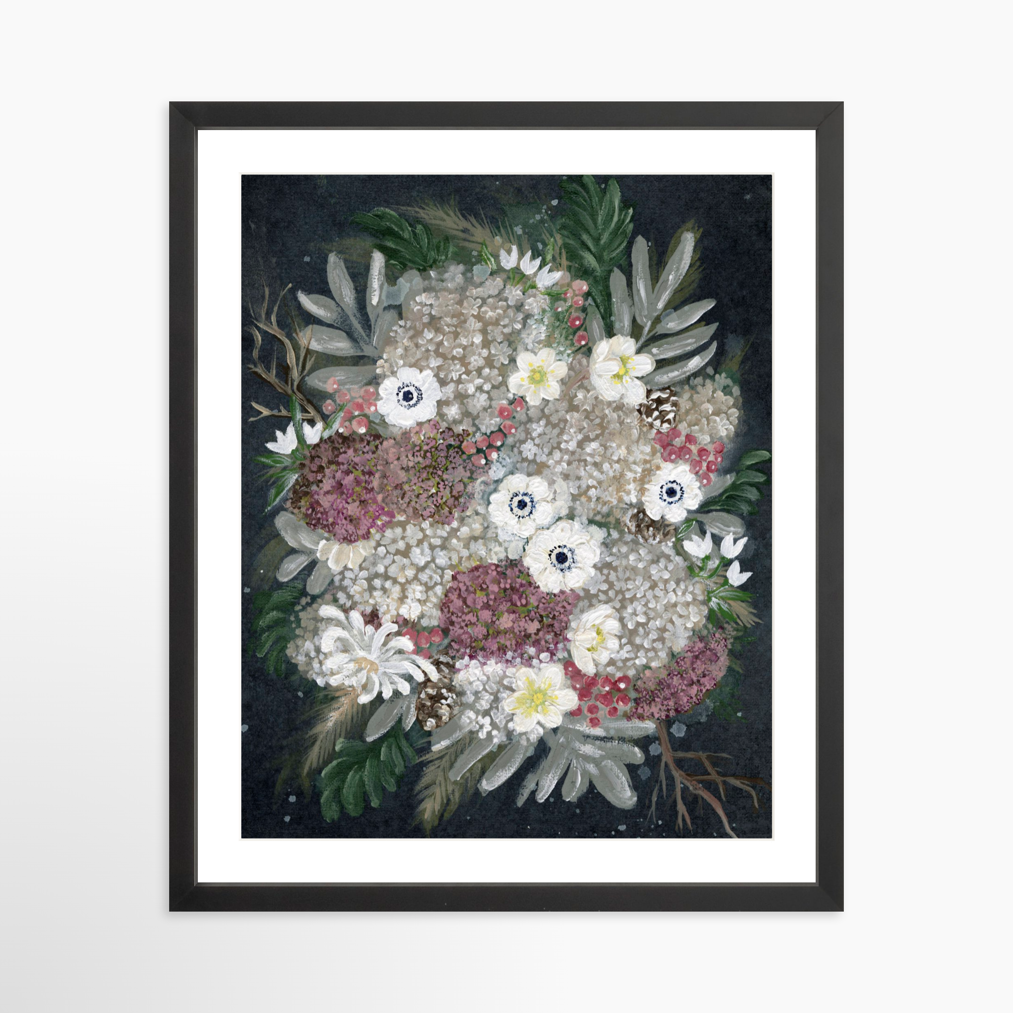 16x20 / Black Frame + White Mat