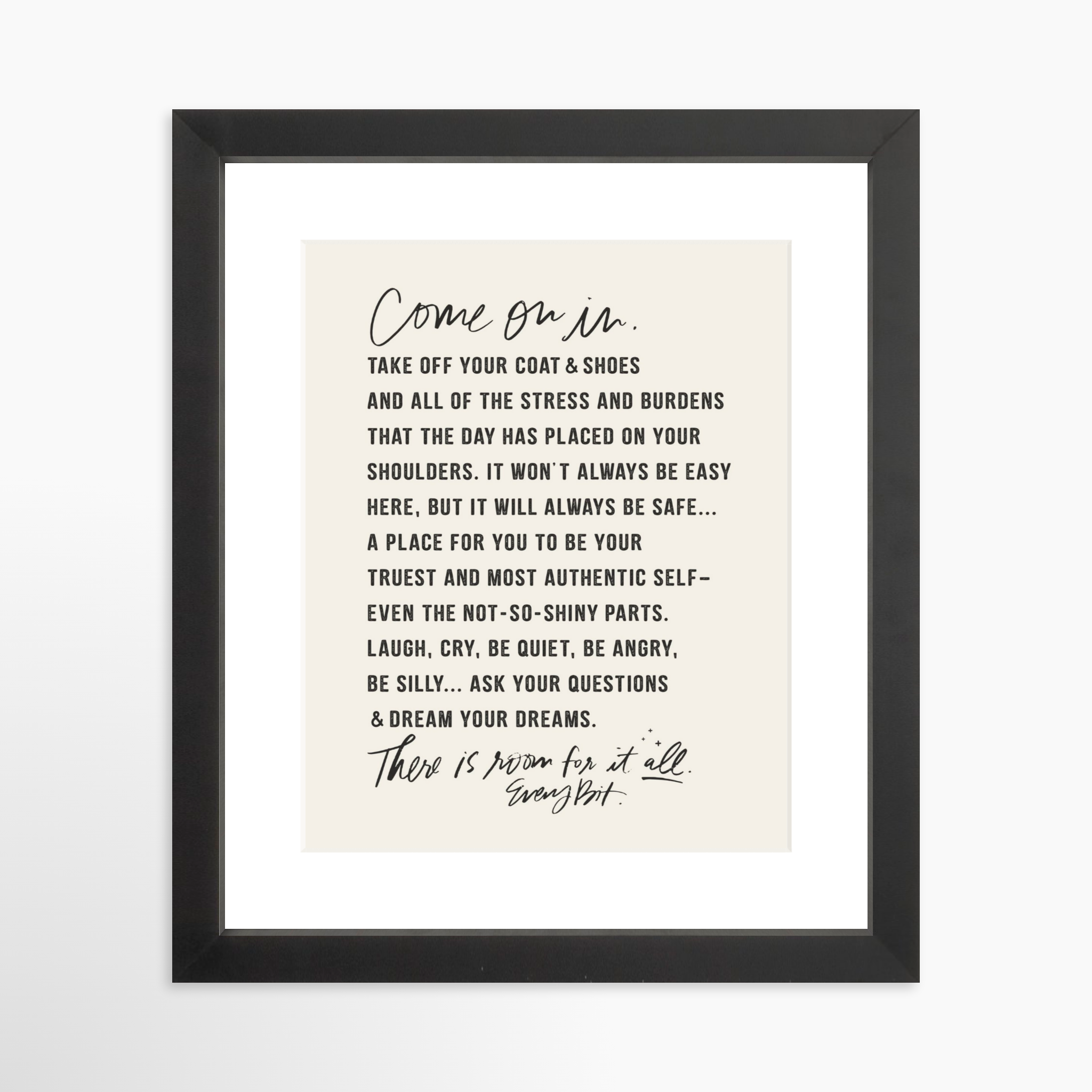 8x10 / Black Frame + White Mat