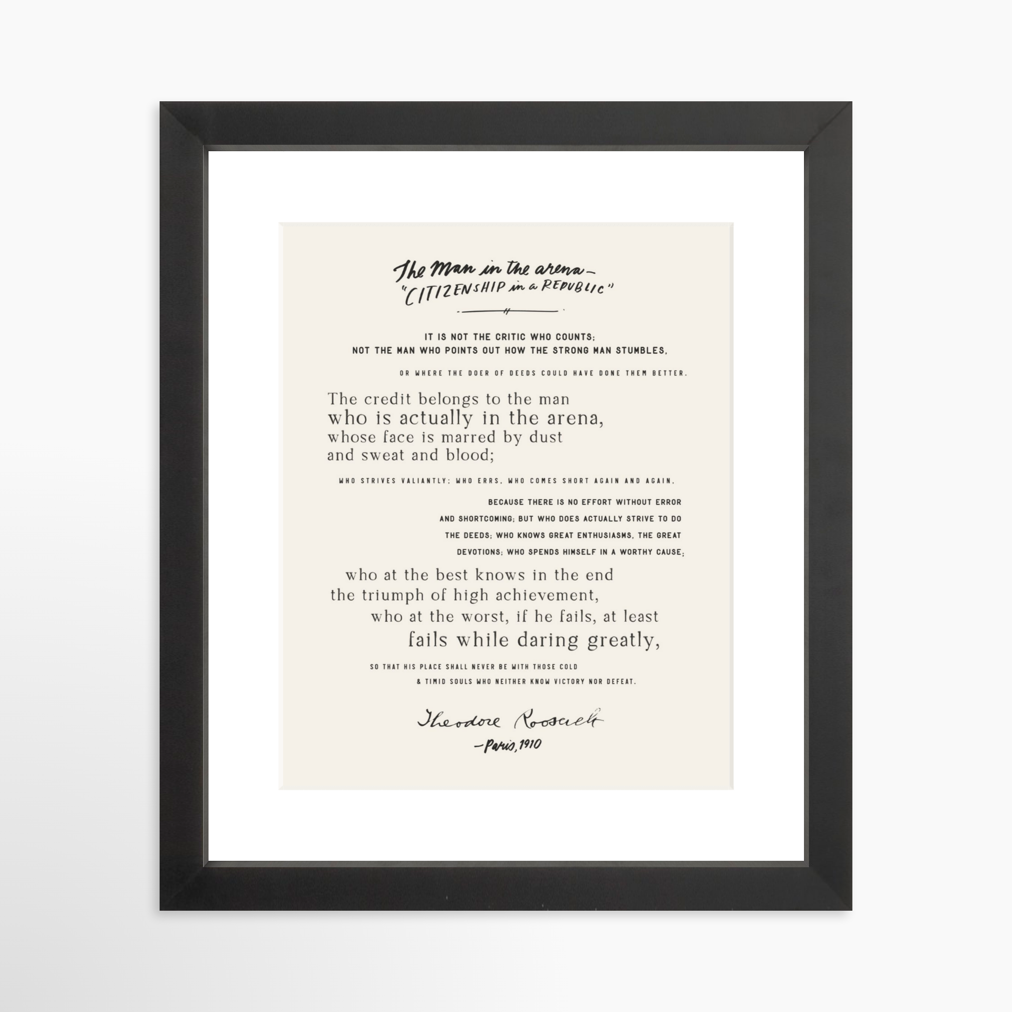 8x10 / Black Frame + White Mat