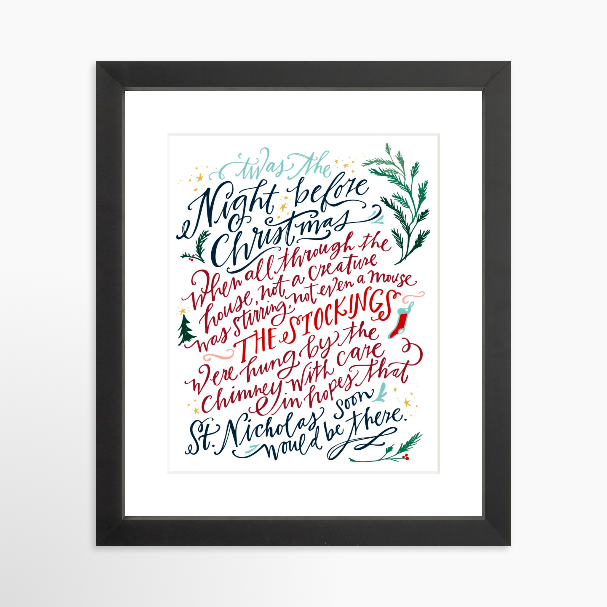 8x10 / Black Frame + White Mat