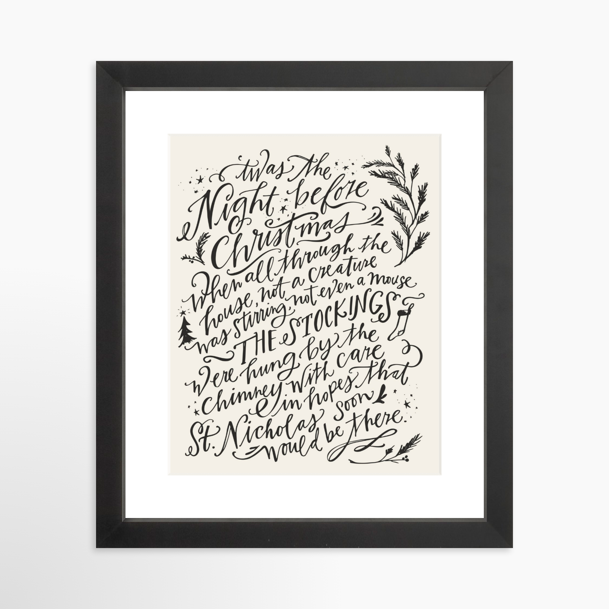 8x10 / Black Frame + White Mat