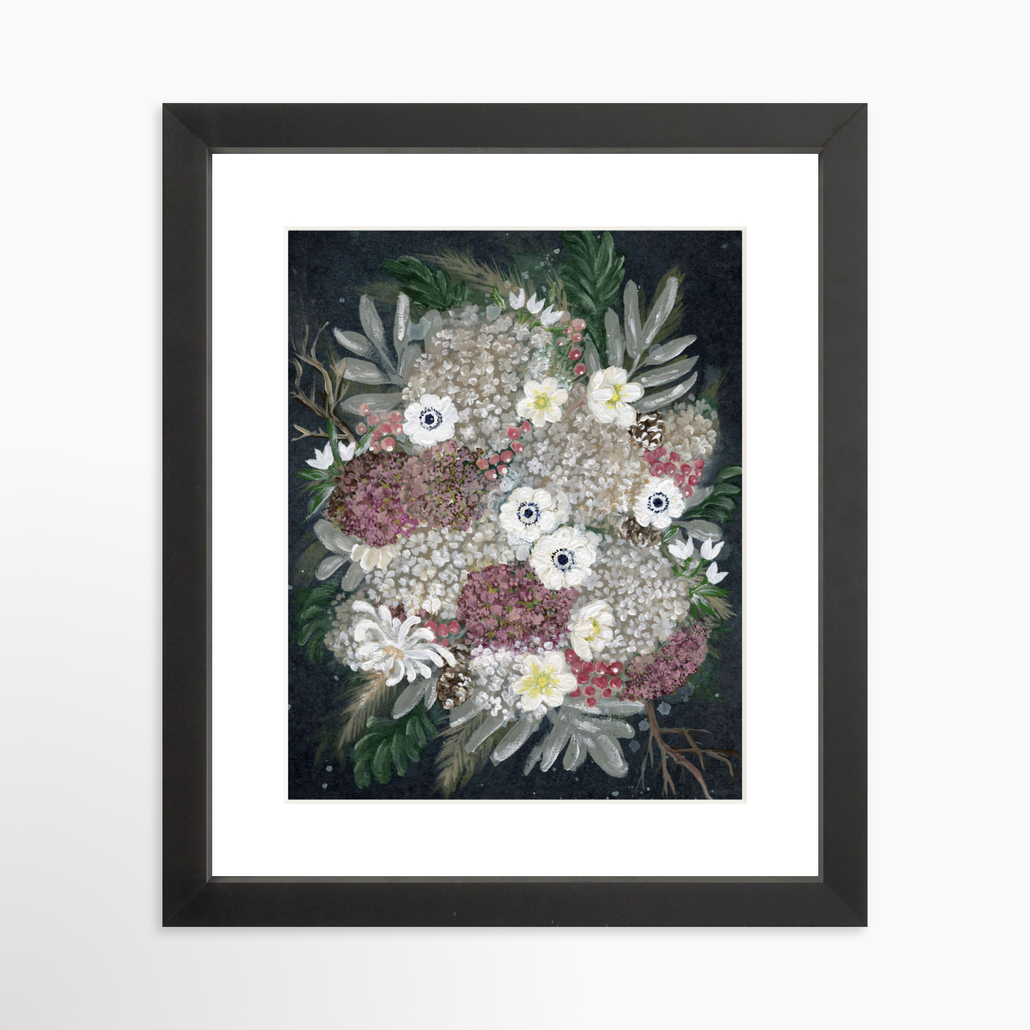 8x10 / Black Frame + White Mat