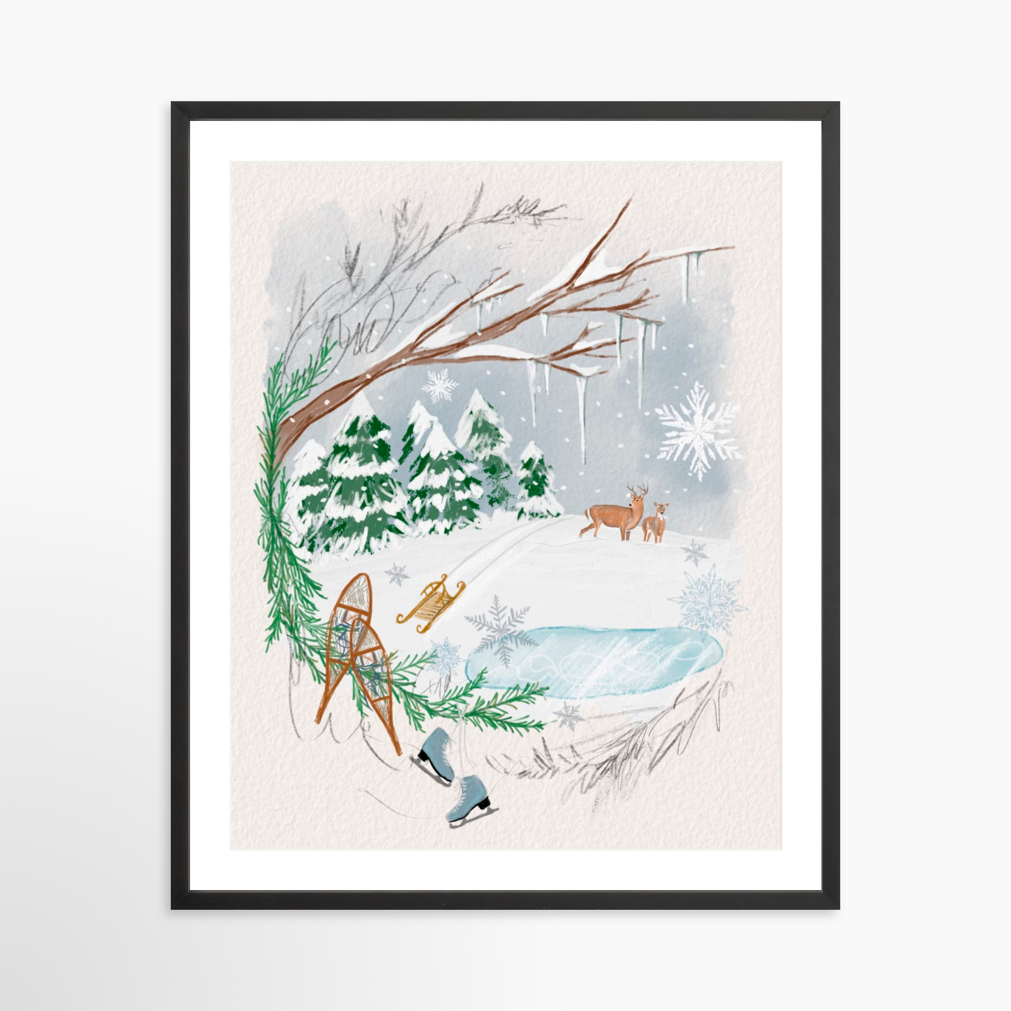 24x30 / Black Frame + White Mat
