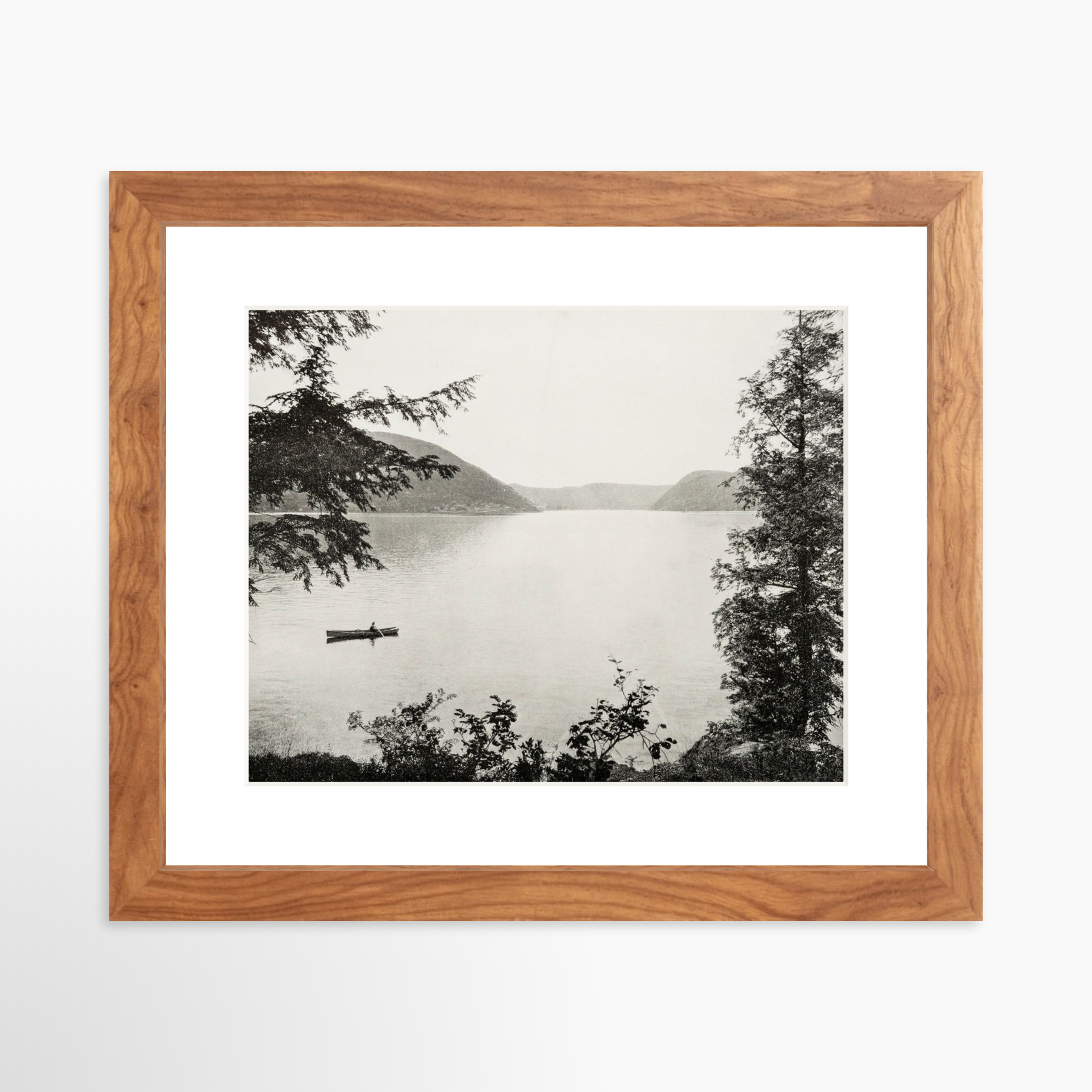 10x8 / Light Walnut Frame + White Mat