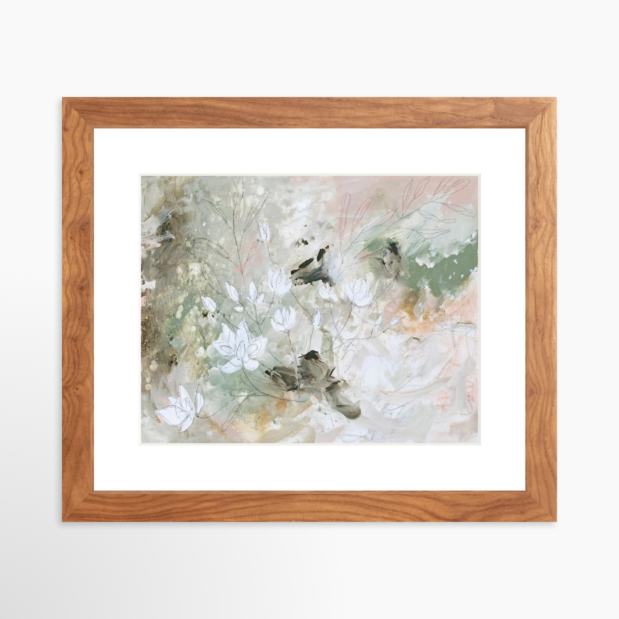 10x8 / Light Walnut Frame + White Mat
