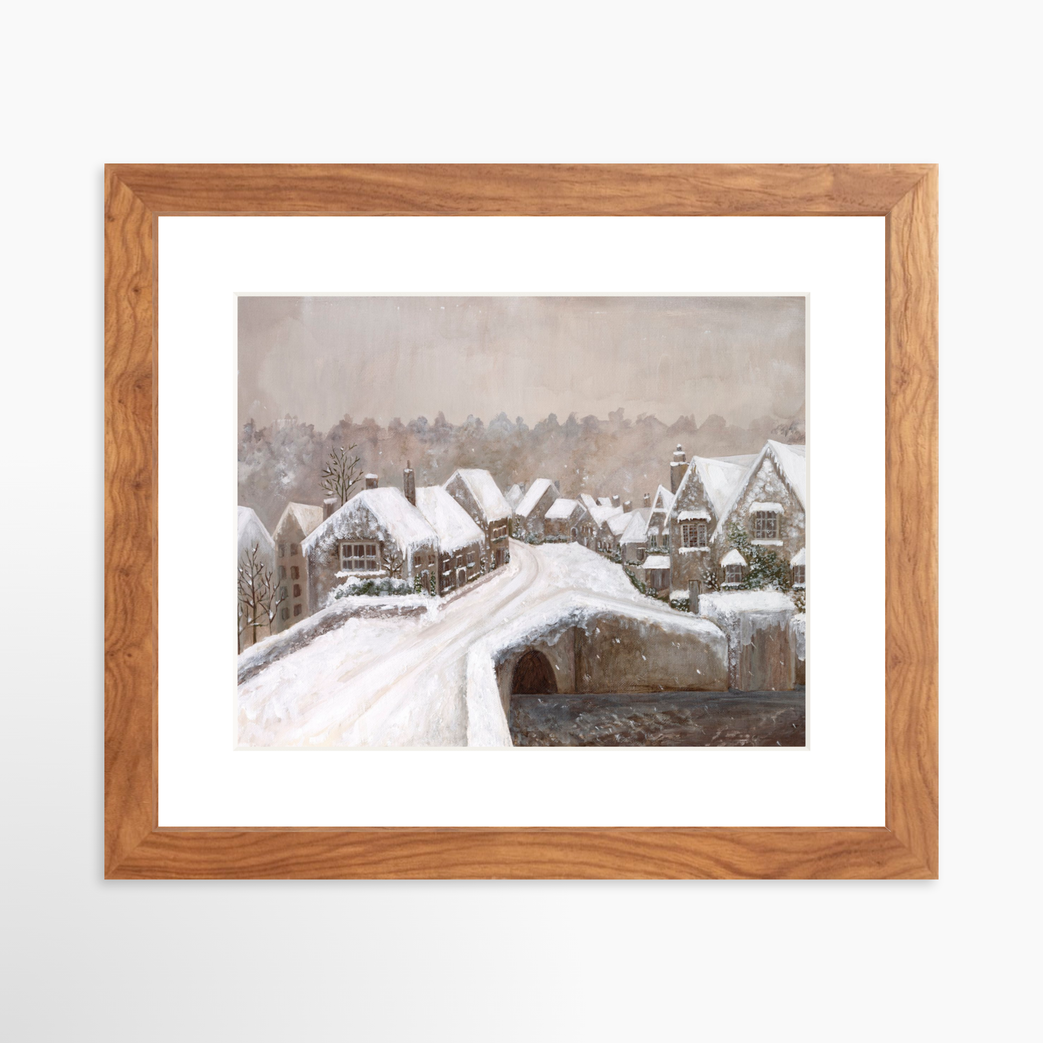 10x8 / Light Walnut Frame + White Mat