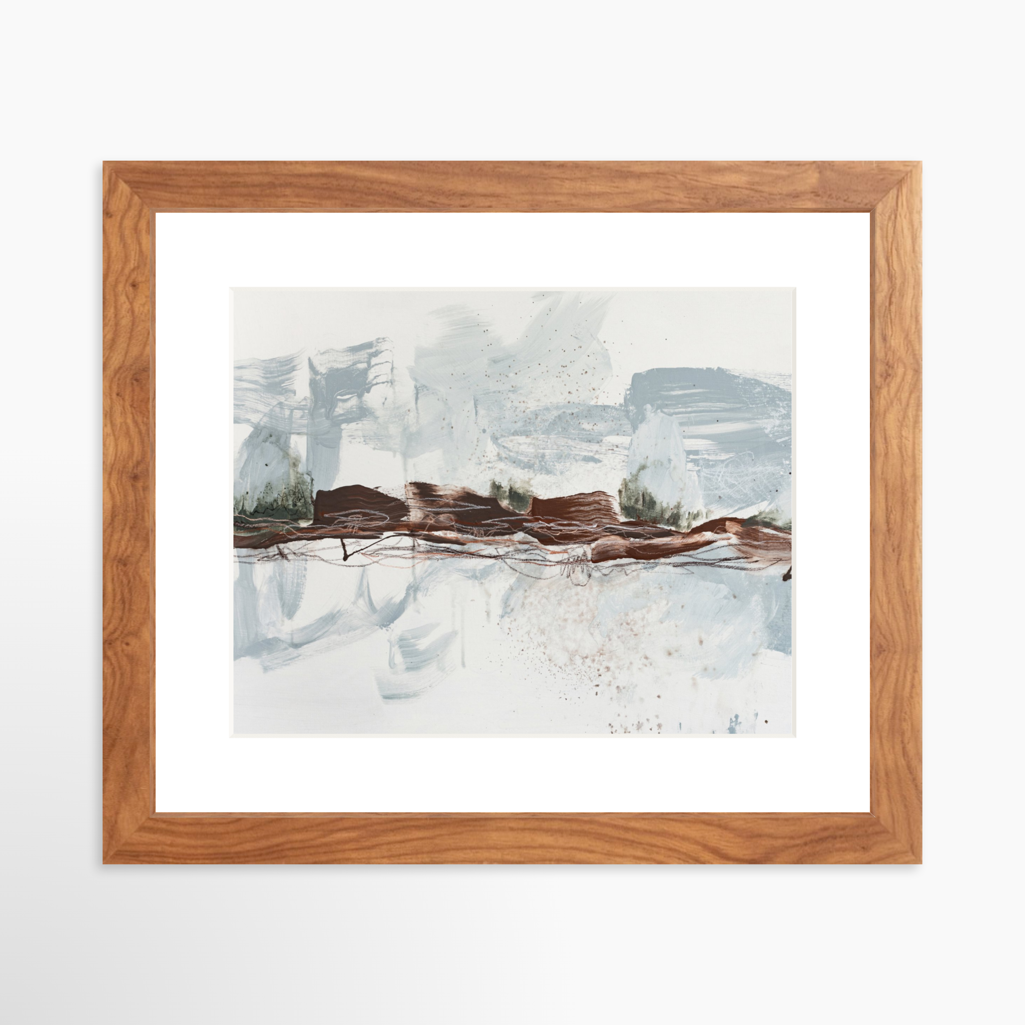 10x8 / Light Walnut Frame + White Mat
