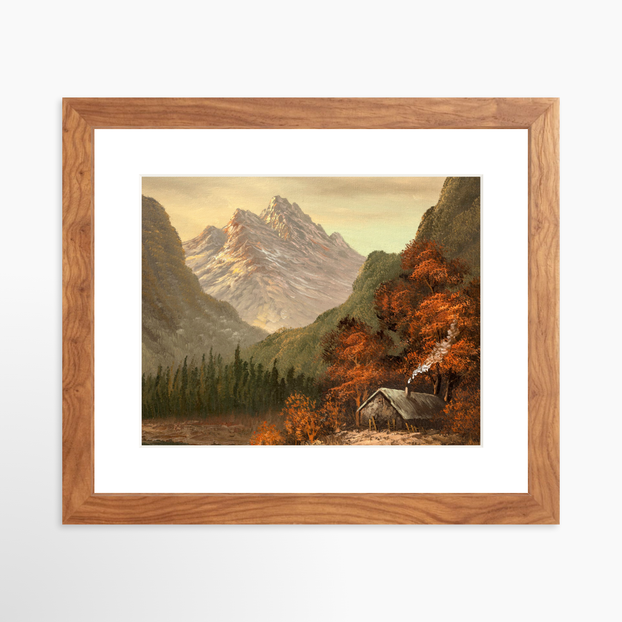 10x8 / Light Walnut Frame + White Mat