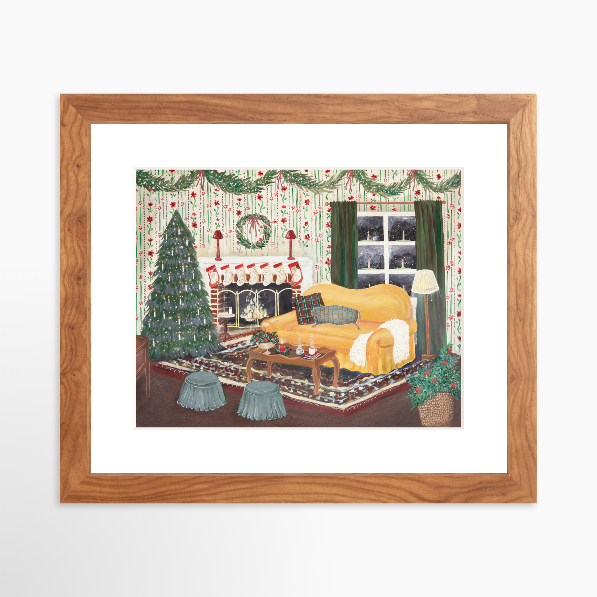 10x8 / Light Walnut Frame + White Mat