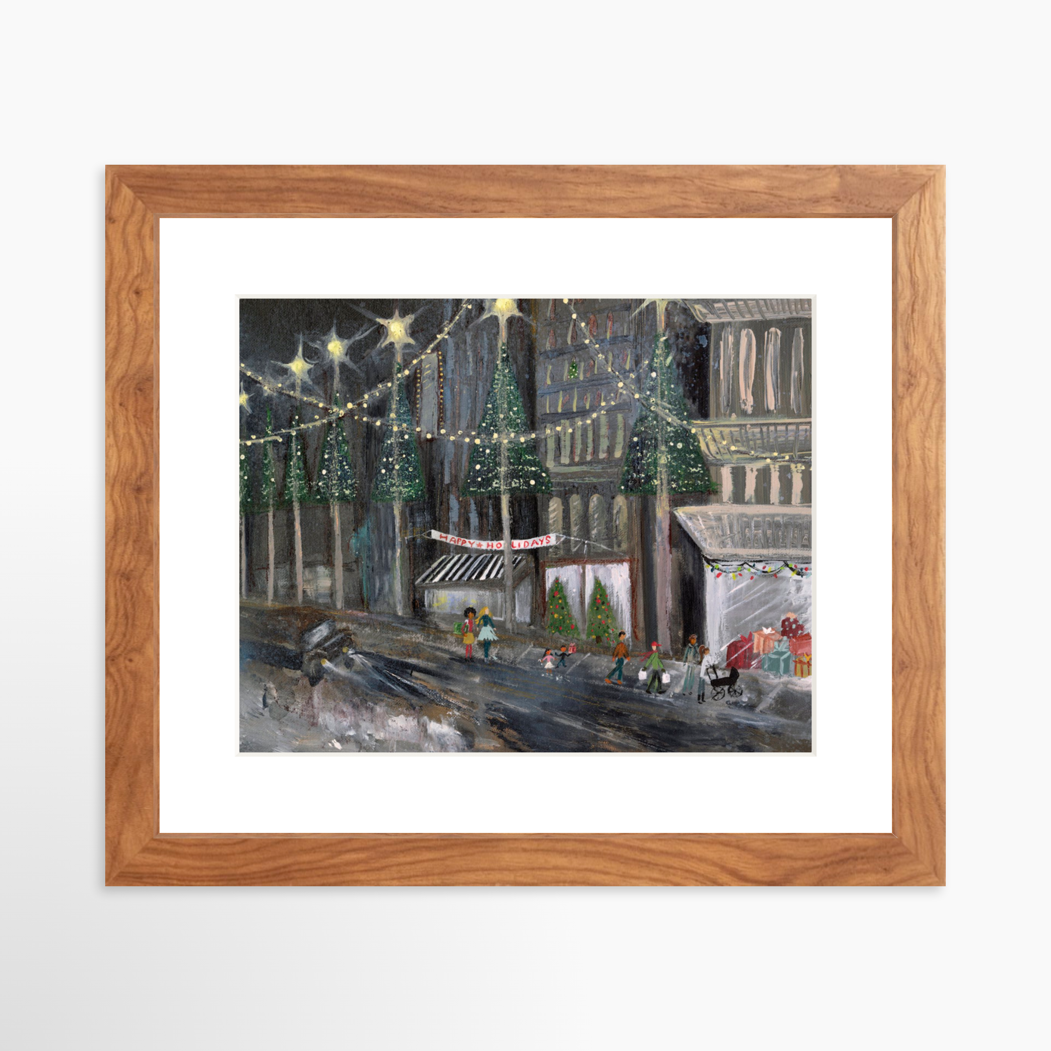 10x8 / Light Walnut Frame + White Mat