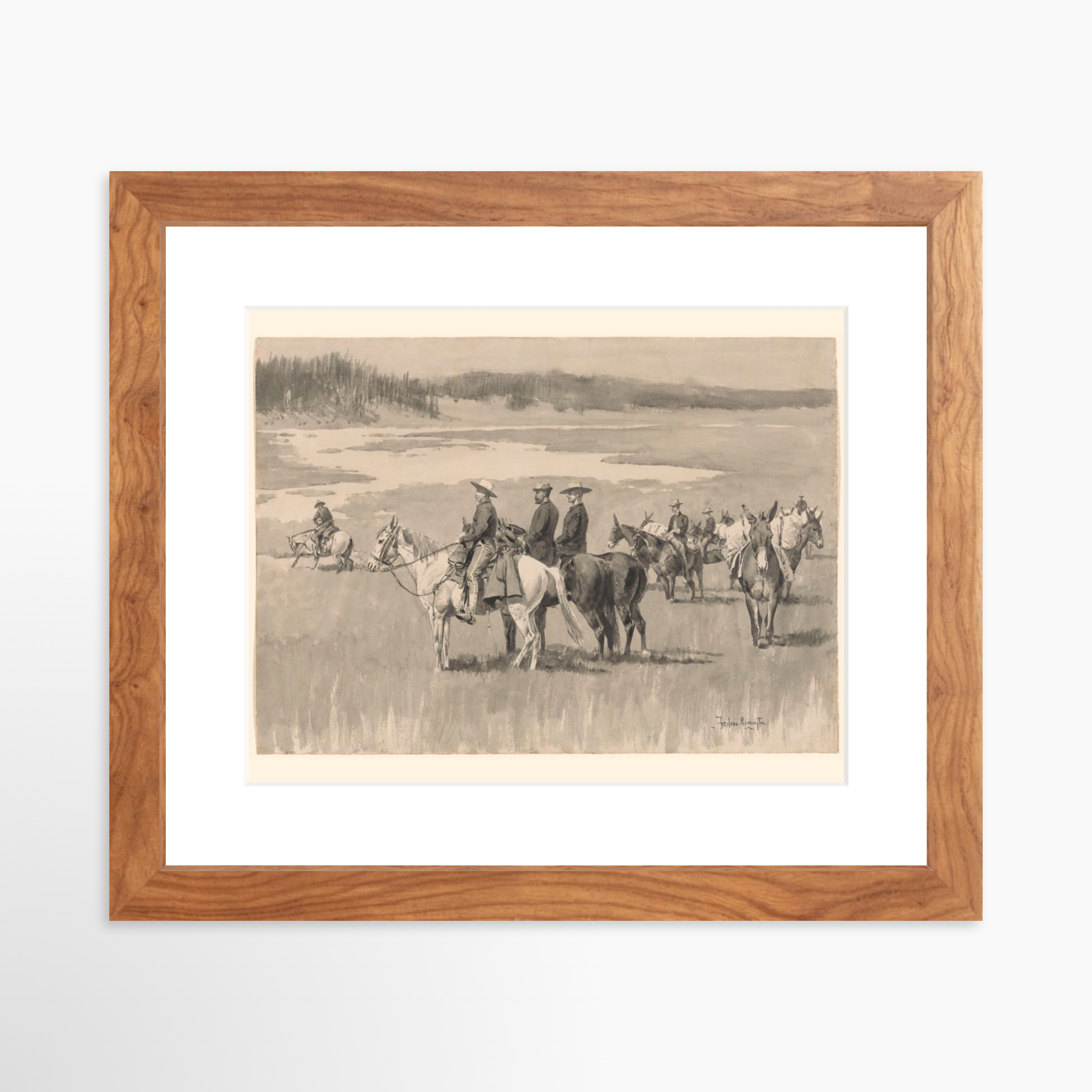 10x8 / Light Walnut Frame + White Mat