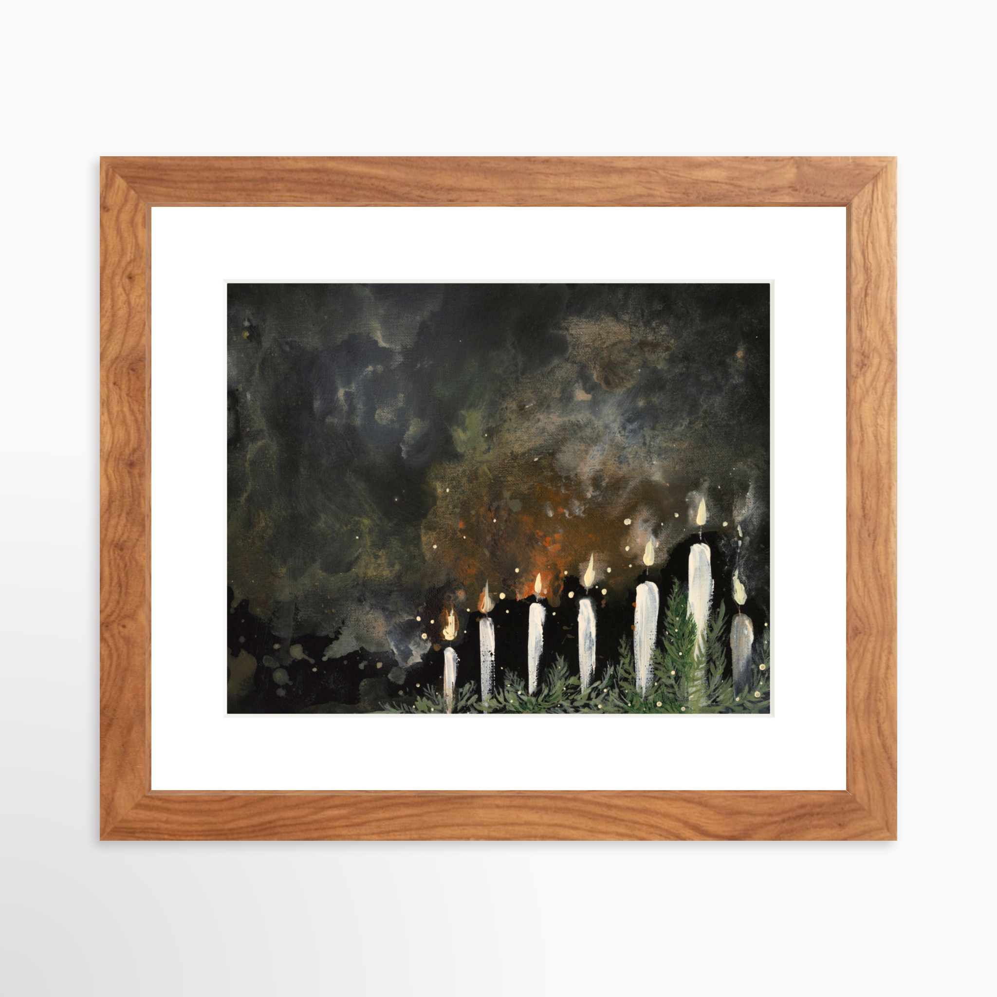 10x8 / Light Walnut Frame + White Mat