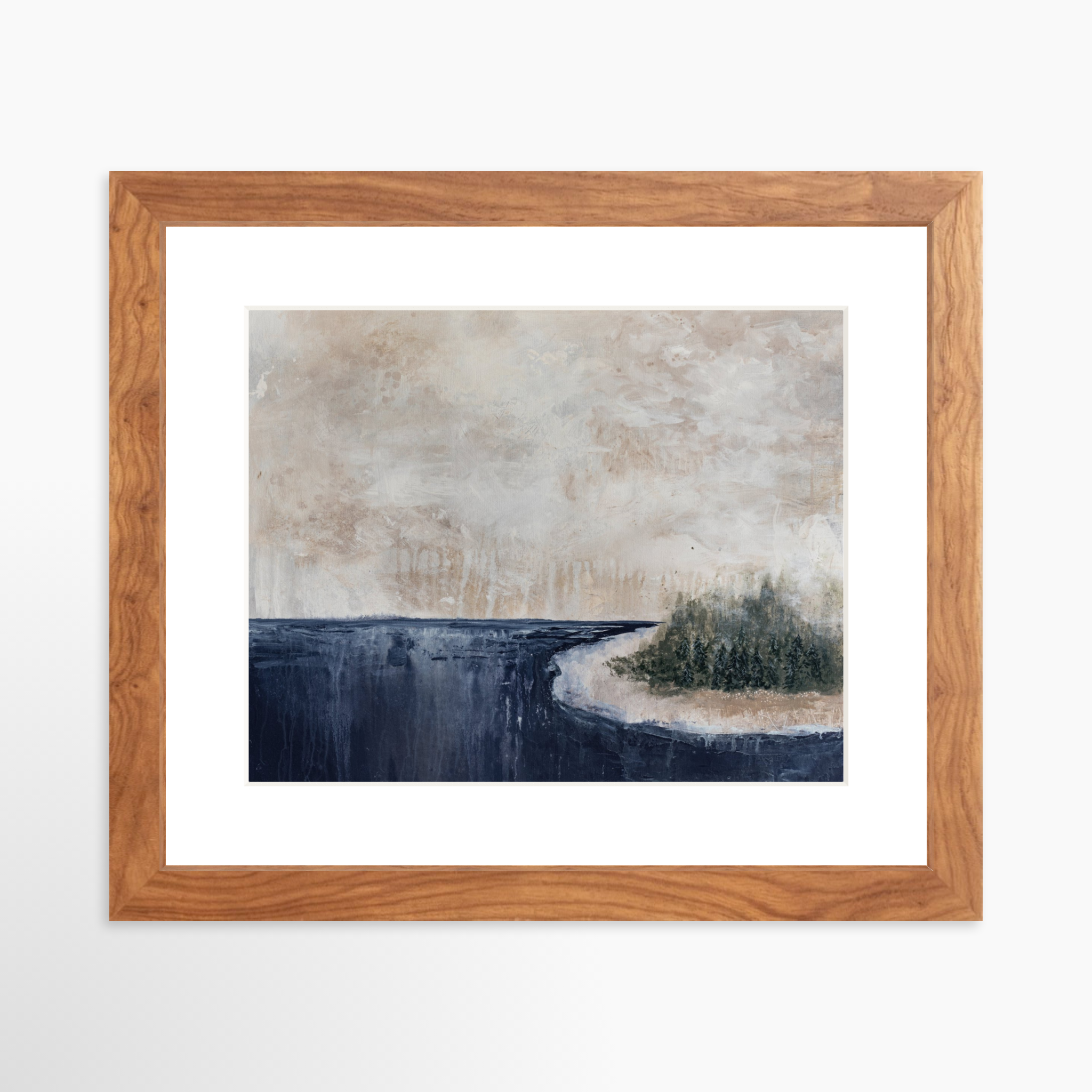 10x8 / Light Walnut Frame + White Mat