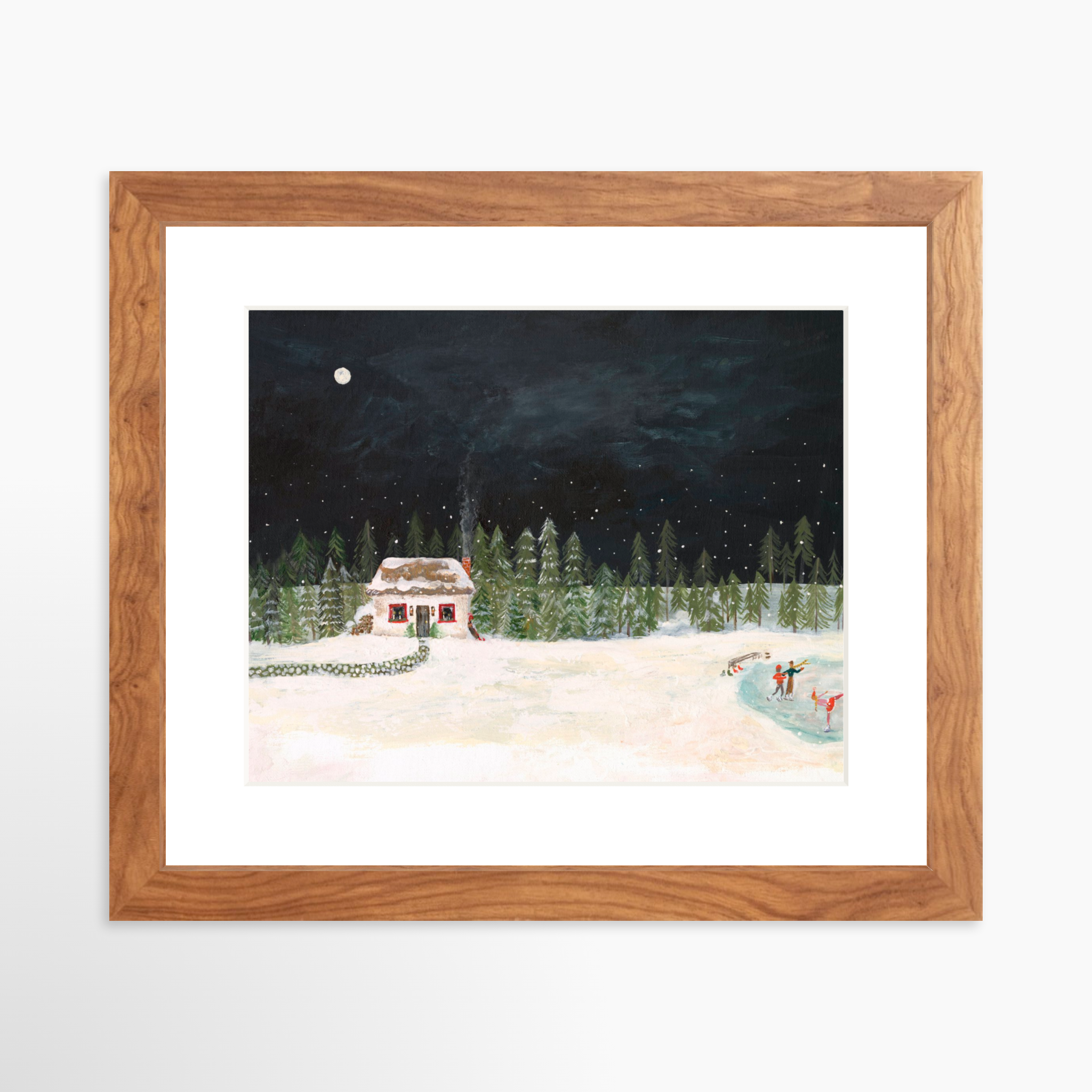 10x8 / Light Walnut Frame + White Mat