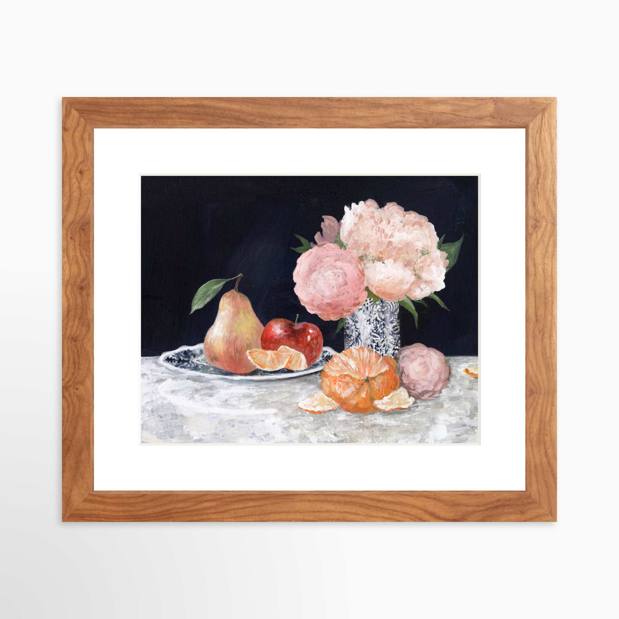 10x8 / Light Walnut Frame + White Mat