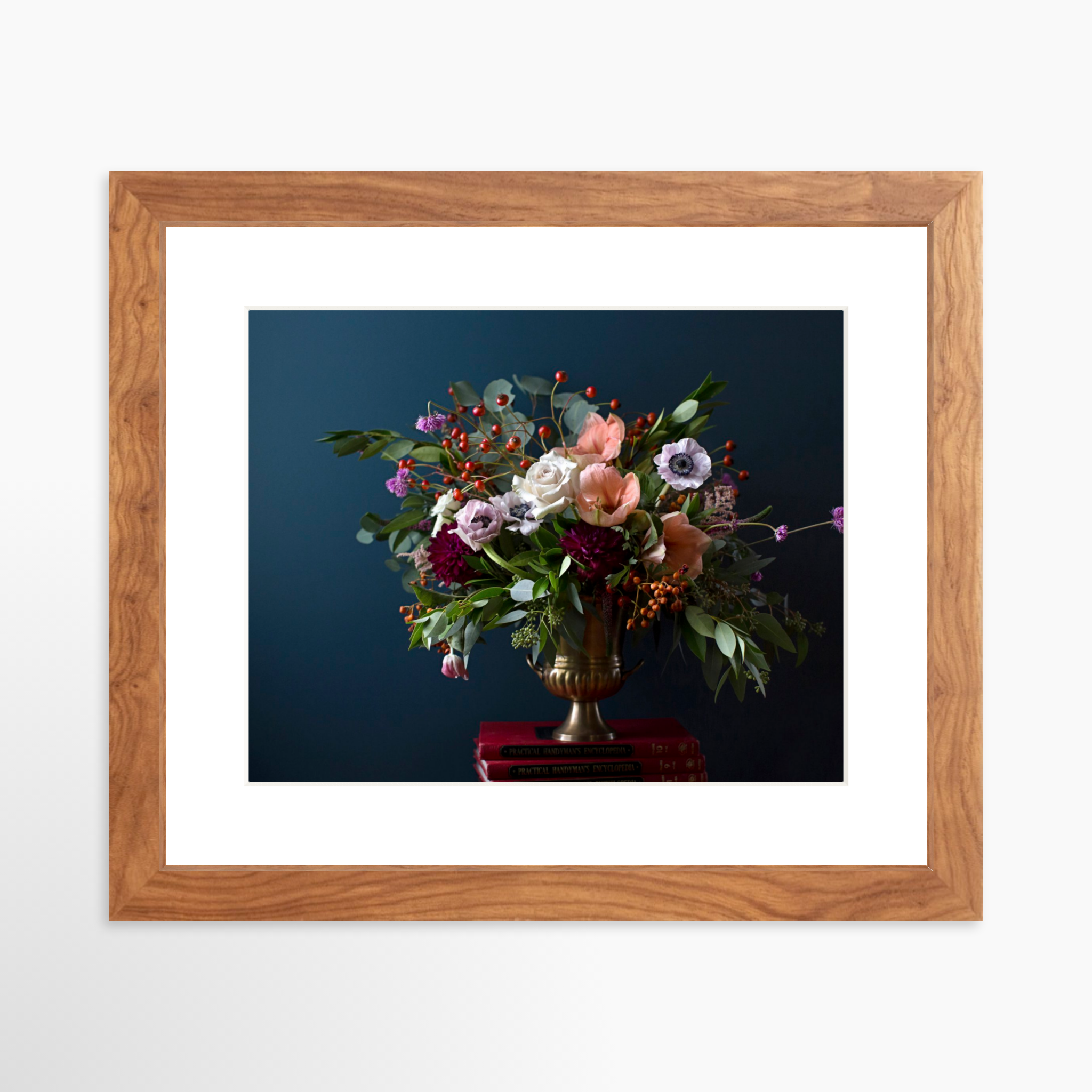 10x8 / Light Walnut Frame + White Mat