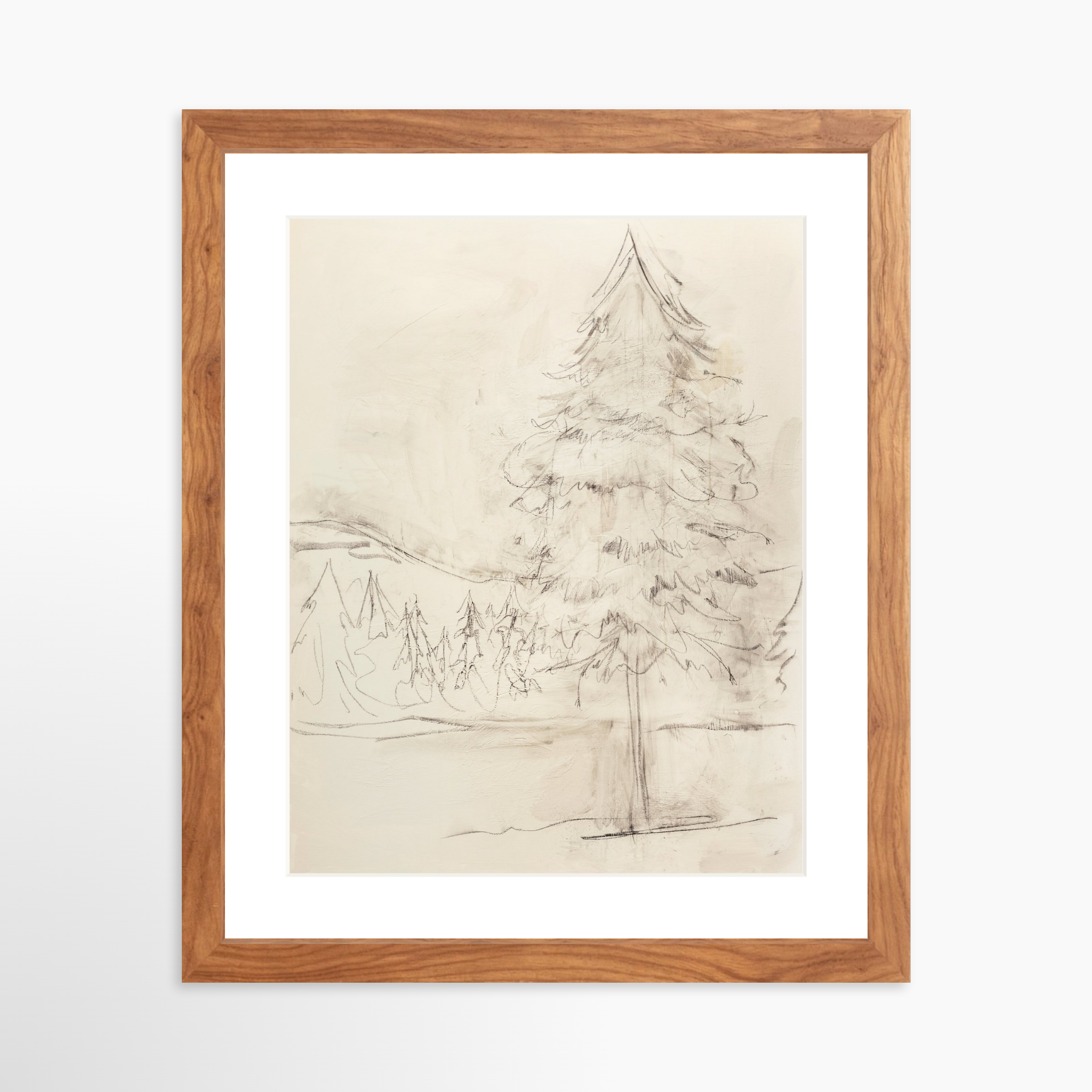 11x14 / Light Walnut Frame + White Mat