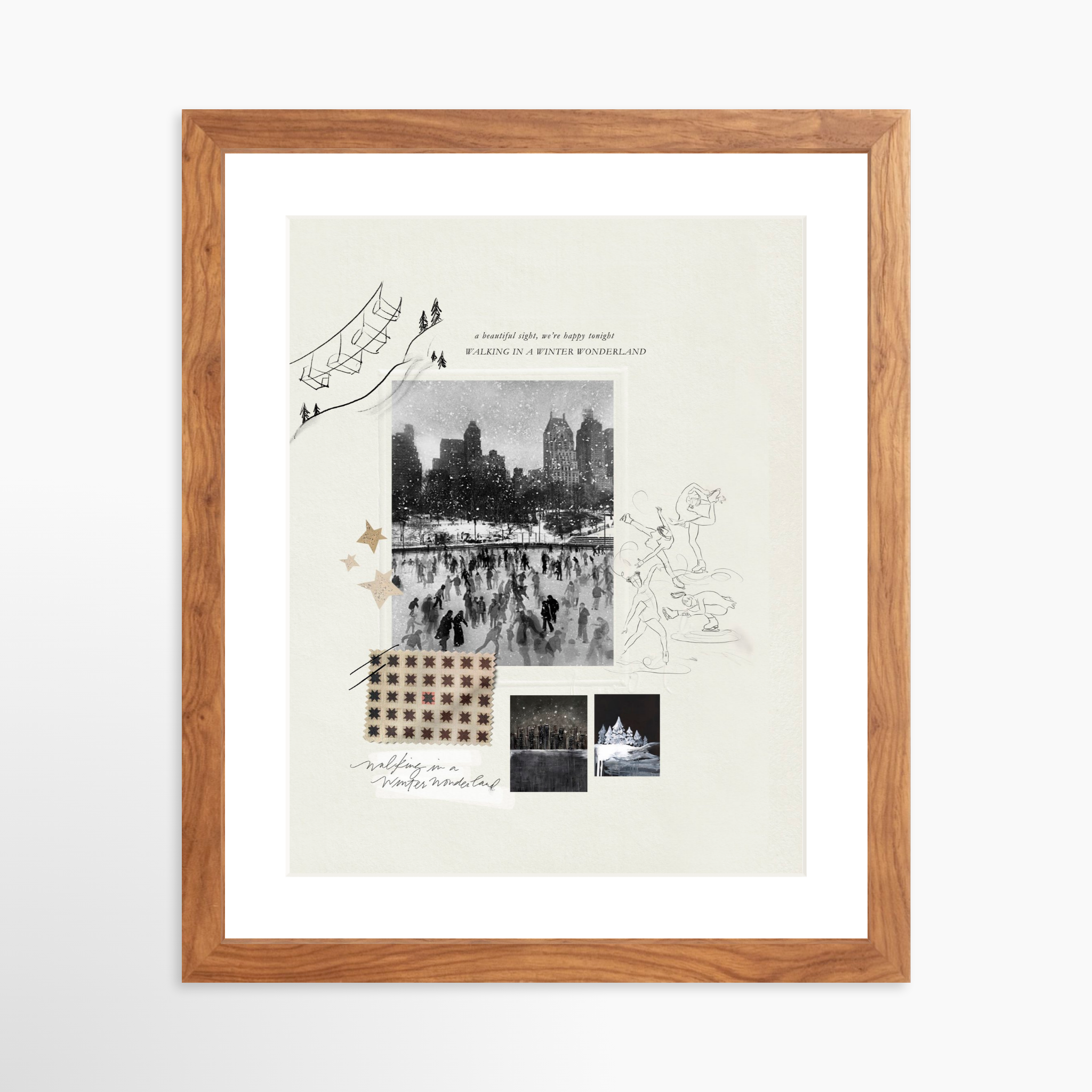 11x14 / Light Walnut Frame + White Mat