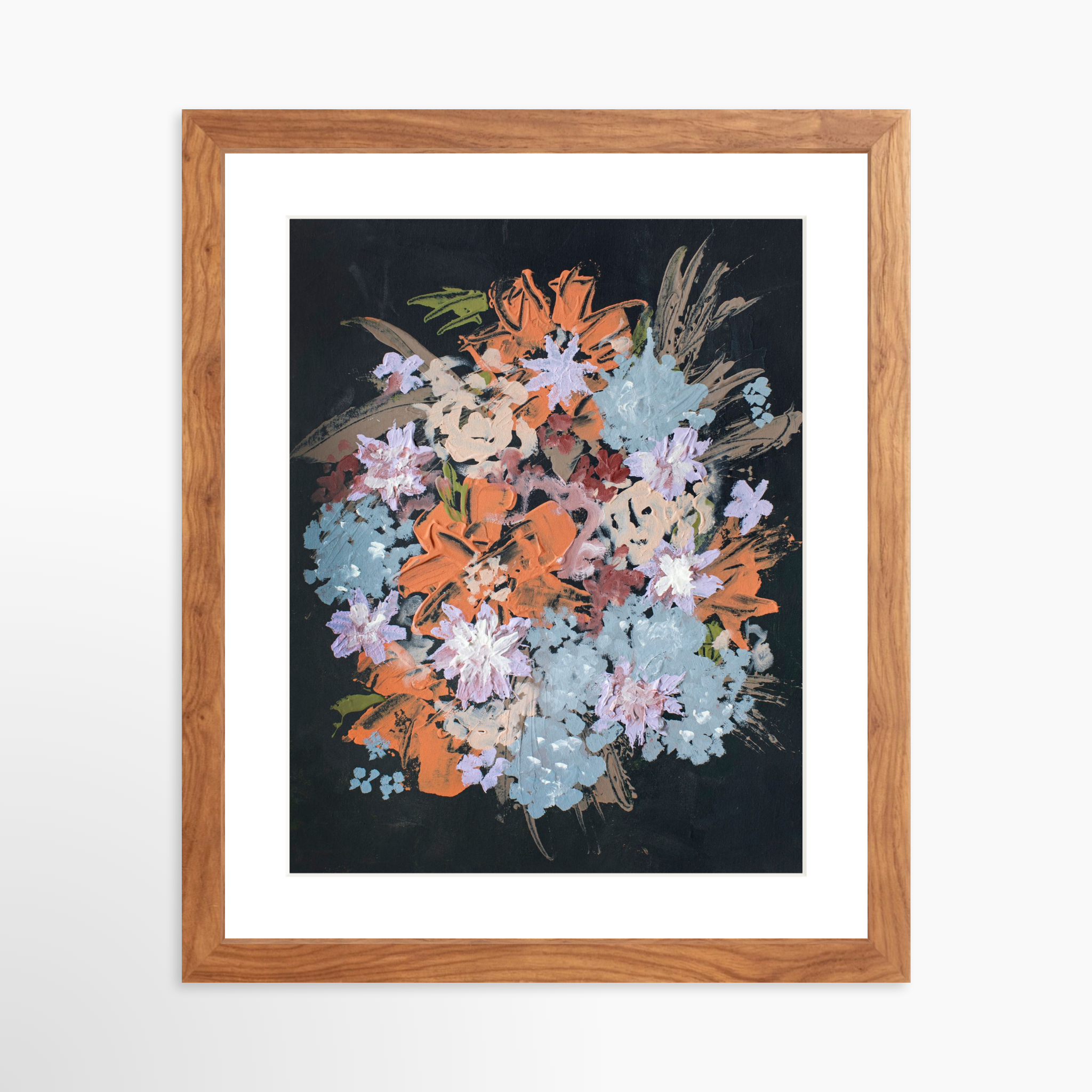 11x14 / Light Walnut Frame + White Mat