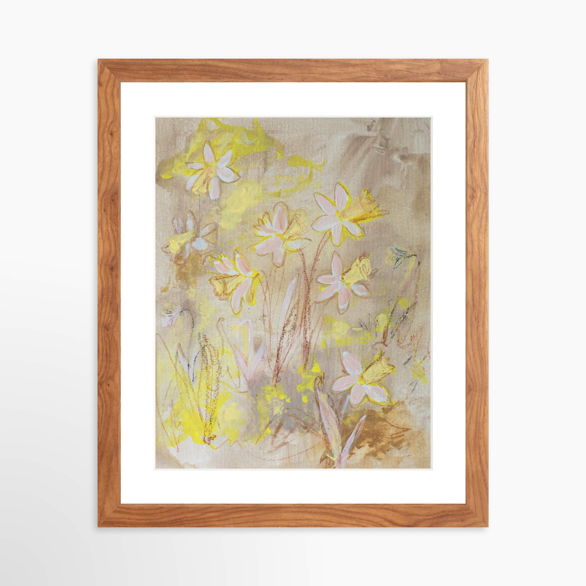 11x14 / Light Walnut Frame + White Mat