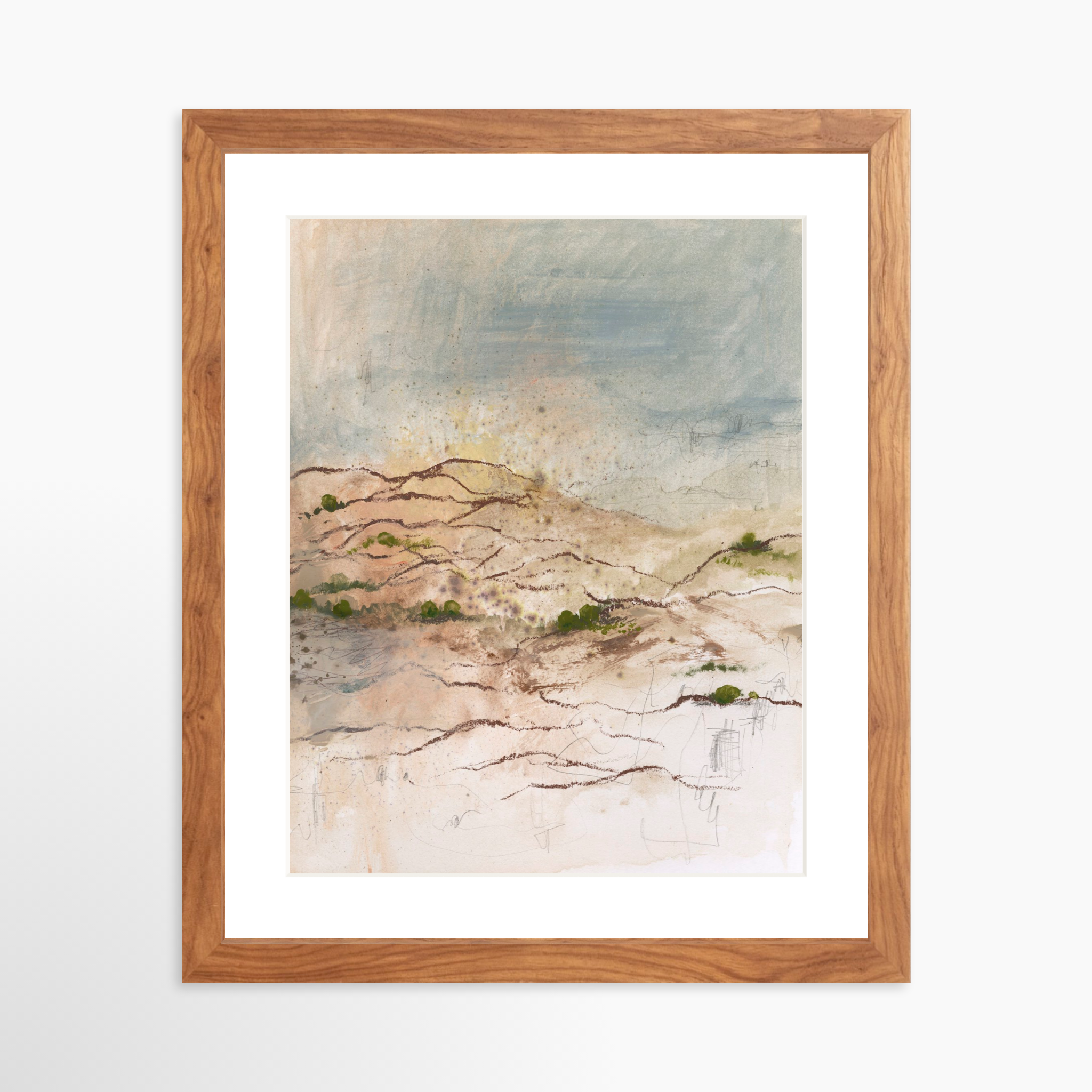 11x14 / Light Walnut Frame + White Mat