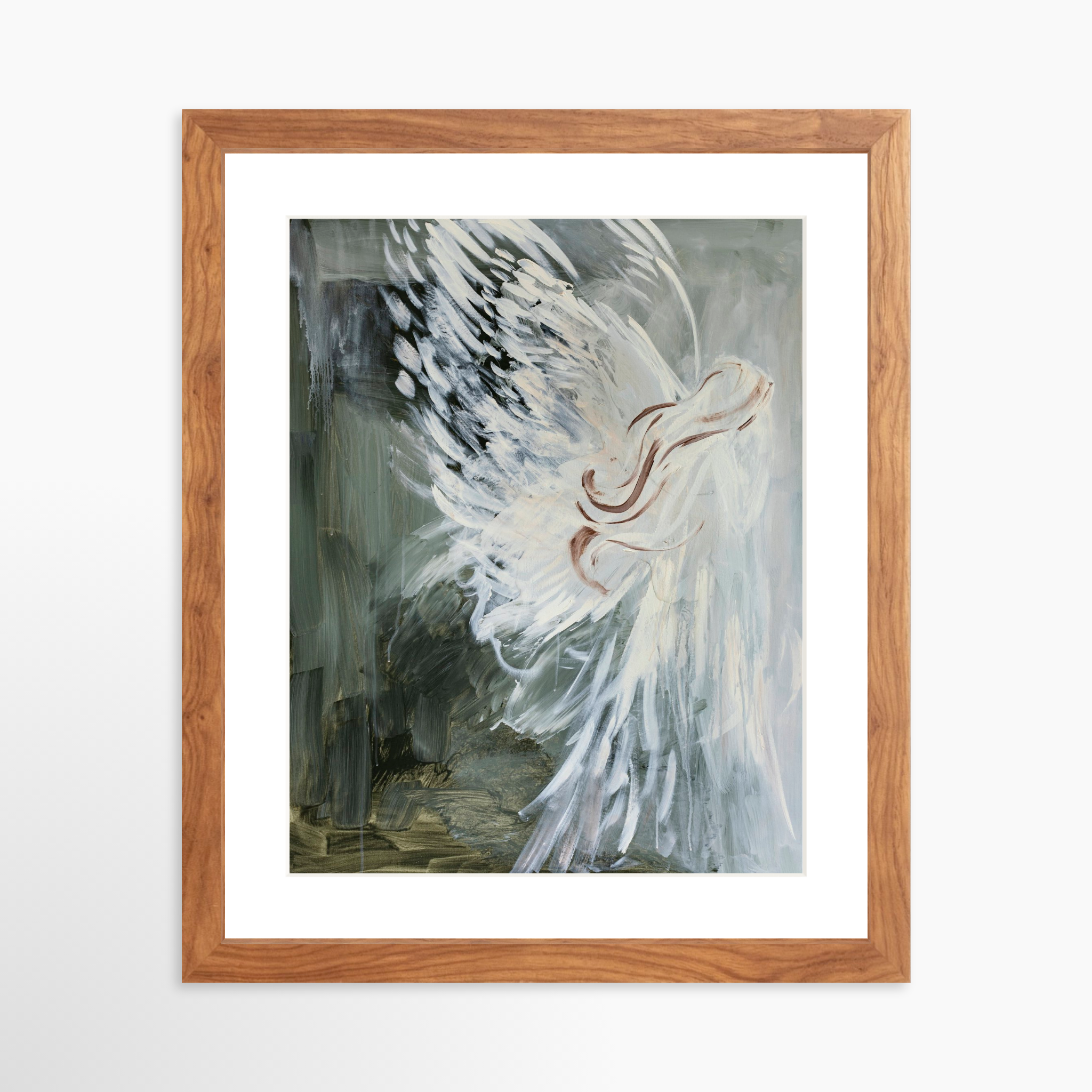 11x14 / Light Walnut Frame + White Mat