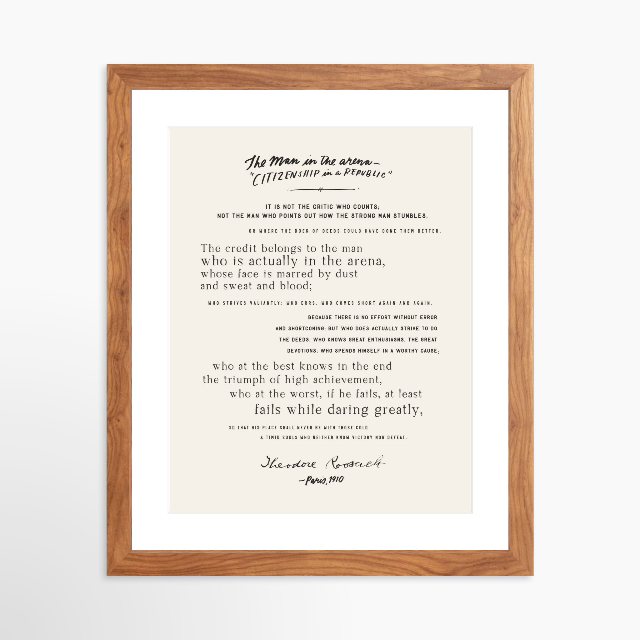 11x14 / Light Walnut Frame + White Mat