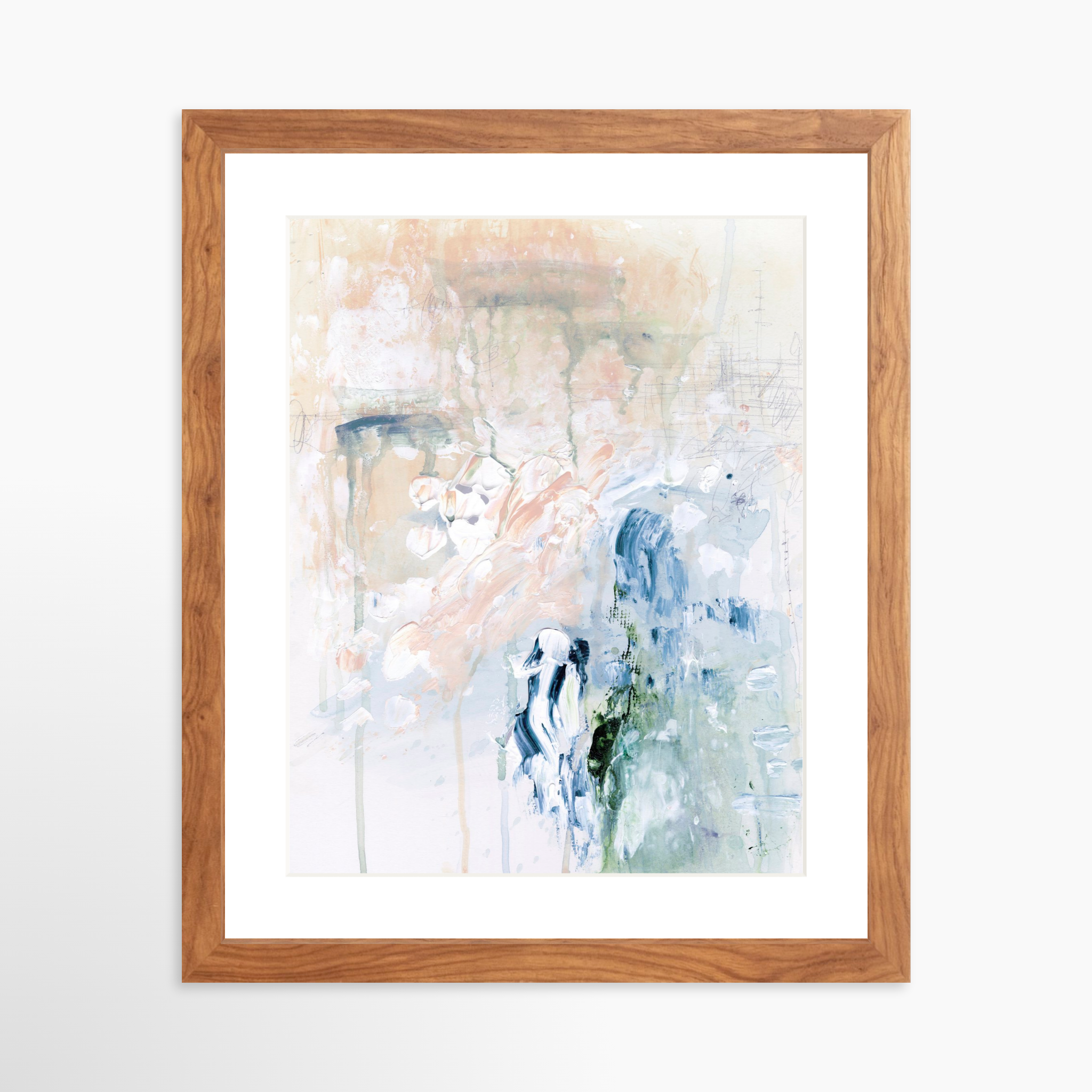 11x14 / Light Walnut Frame + White Mat