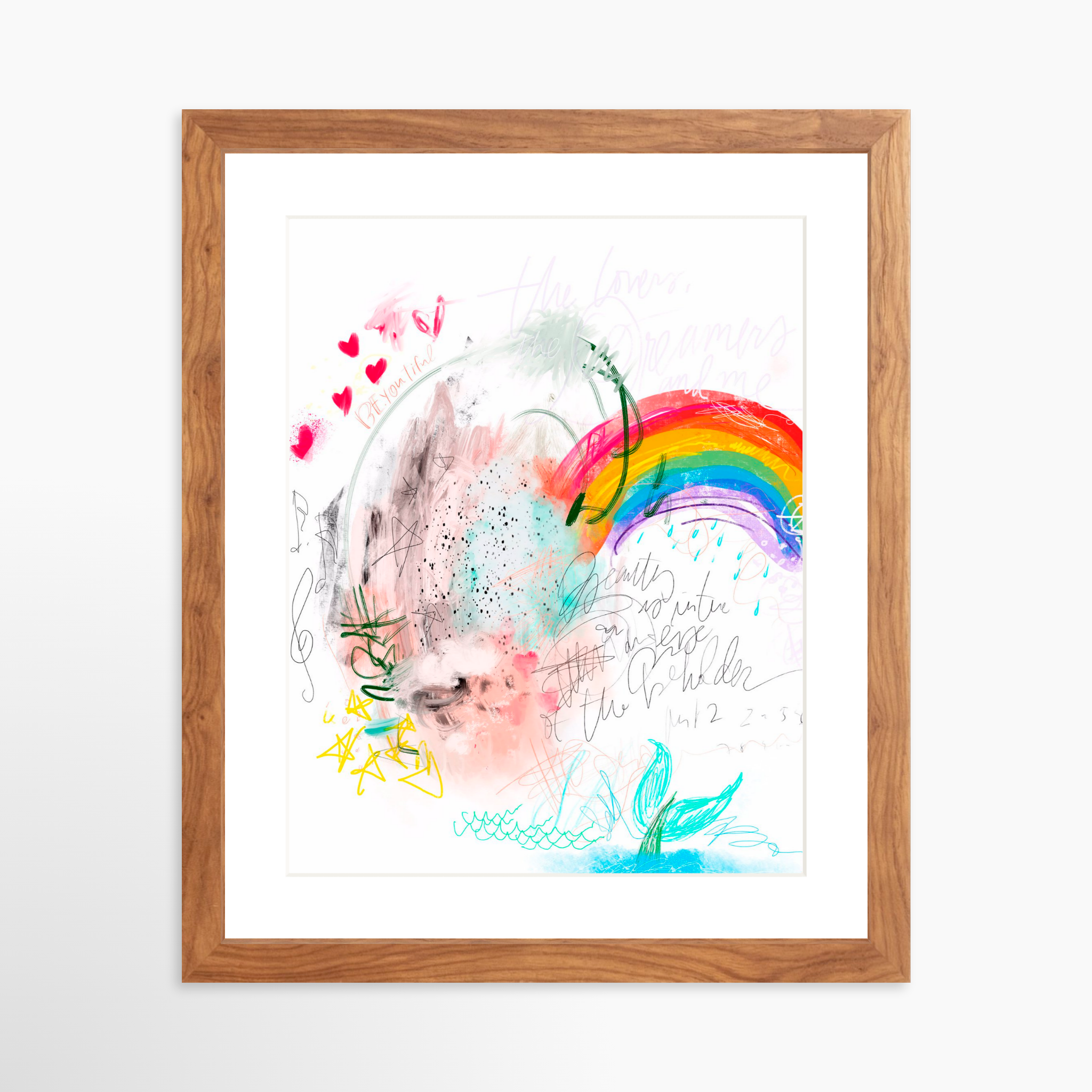 11x14 / Light Walnut Frame + White Mat