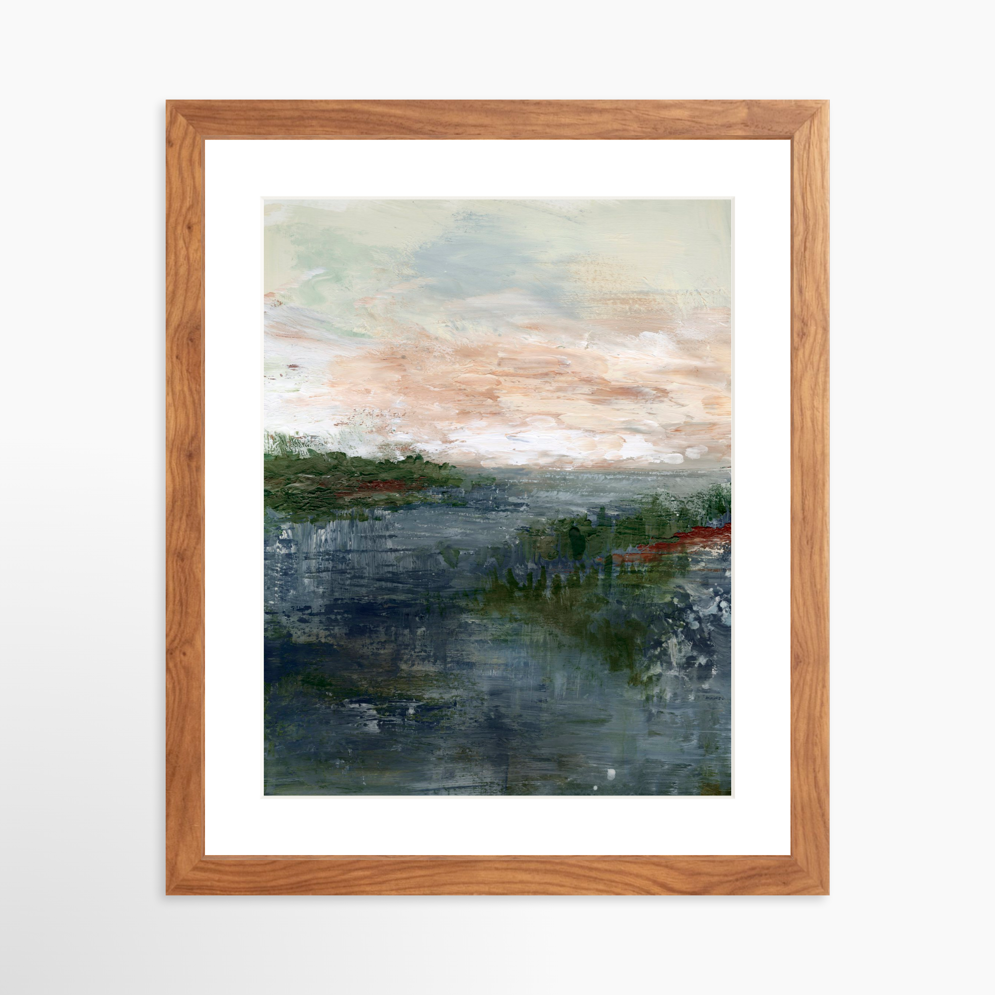 11x14 / Light Walnut Frame + White Mat