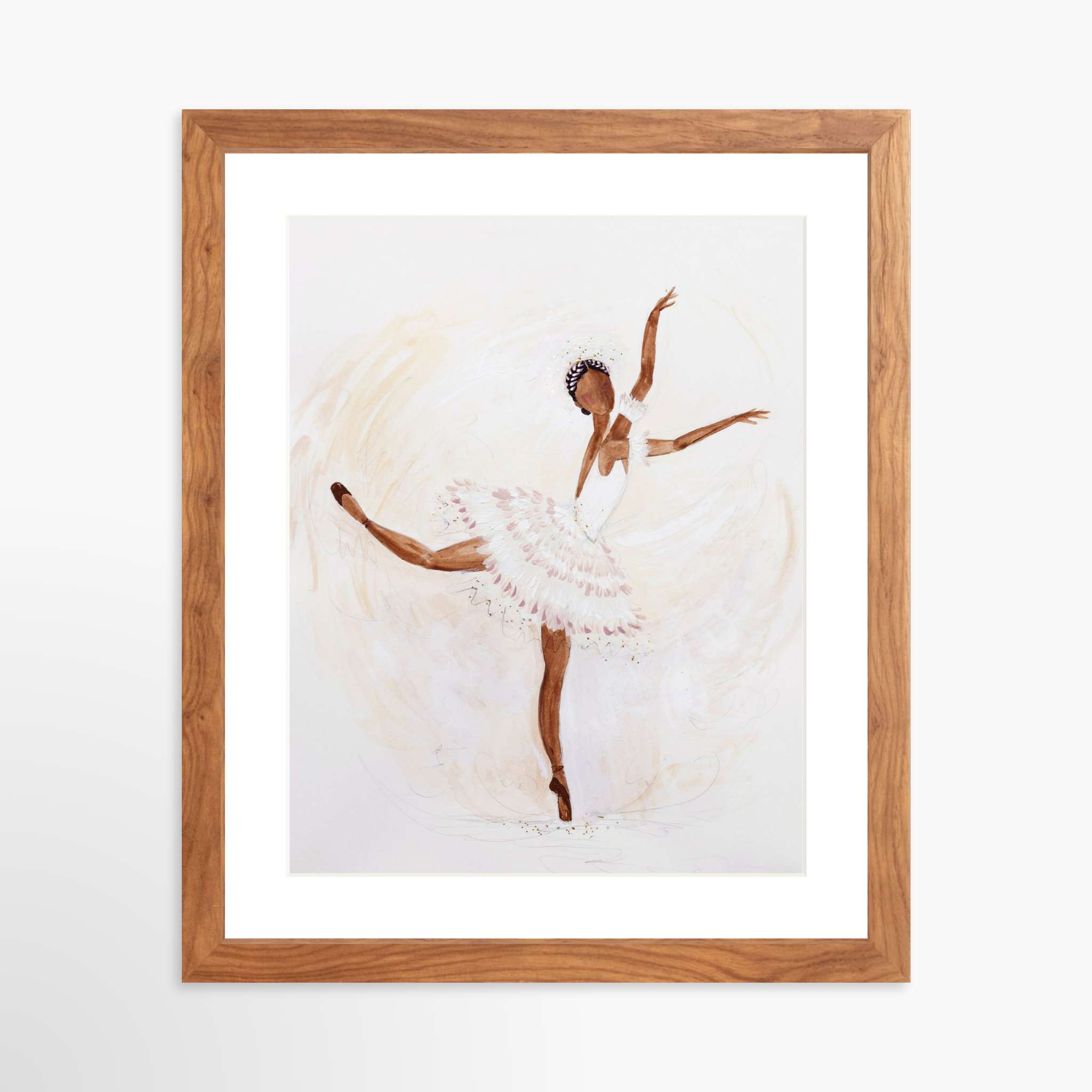 11x14 / Light Walnut Frame + White Mat