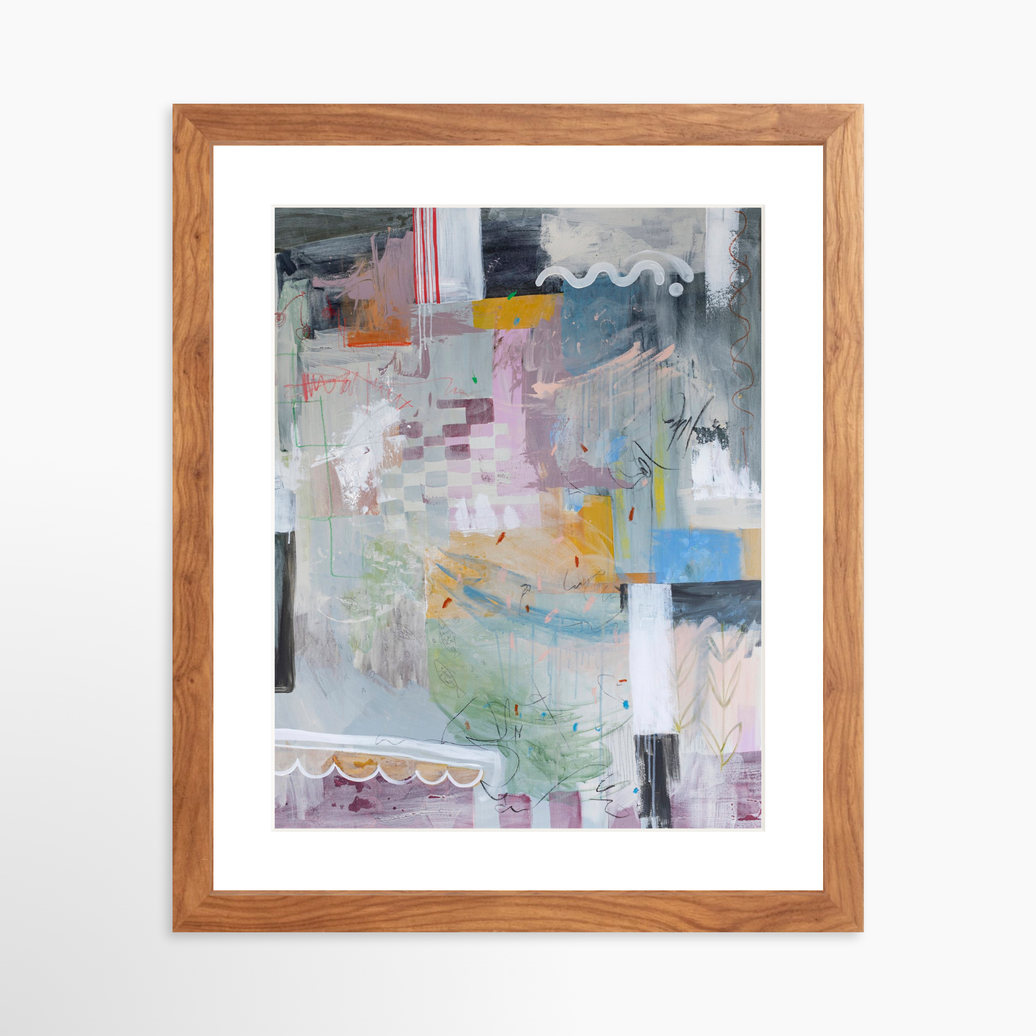 11x14 / Light Walnut Frame + White Mat