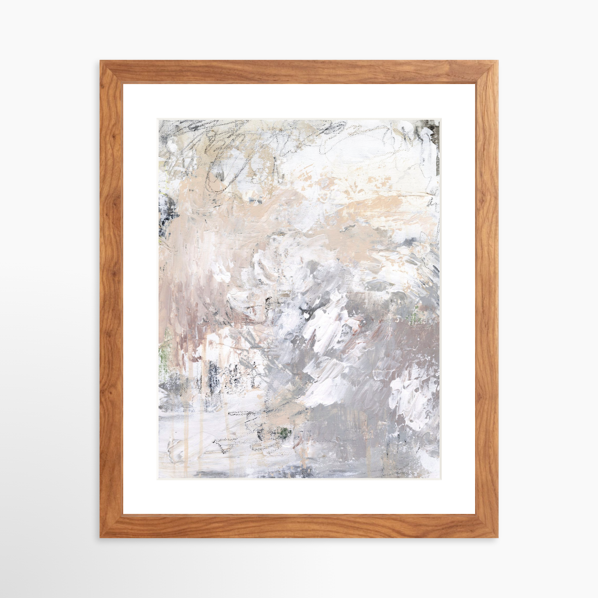 11x14 / Light Walnut Frame + White Mat