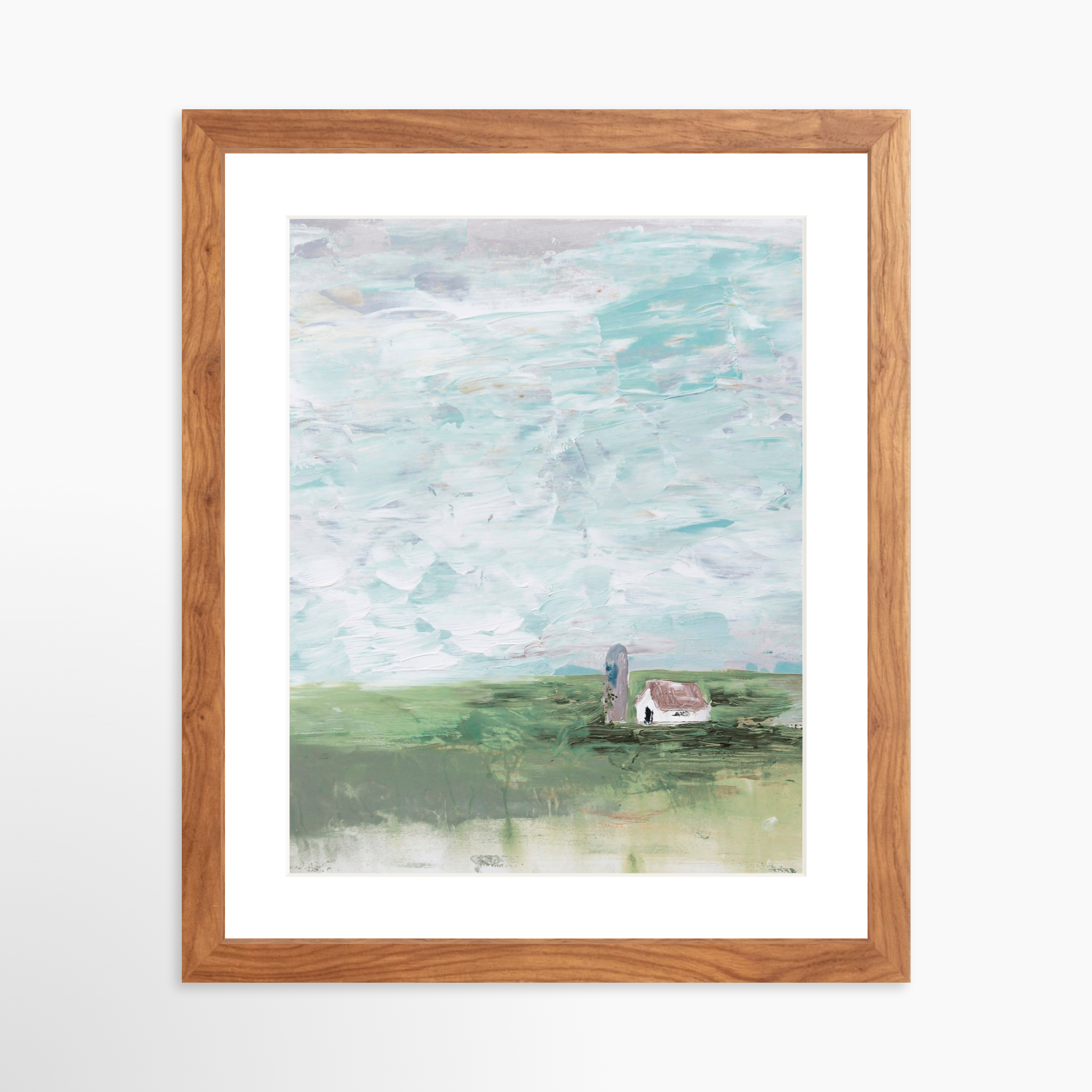 11x14 / Light Walnut Frame + White Mat