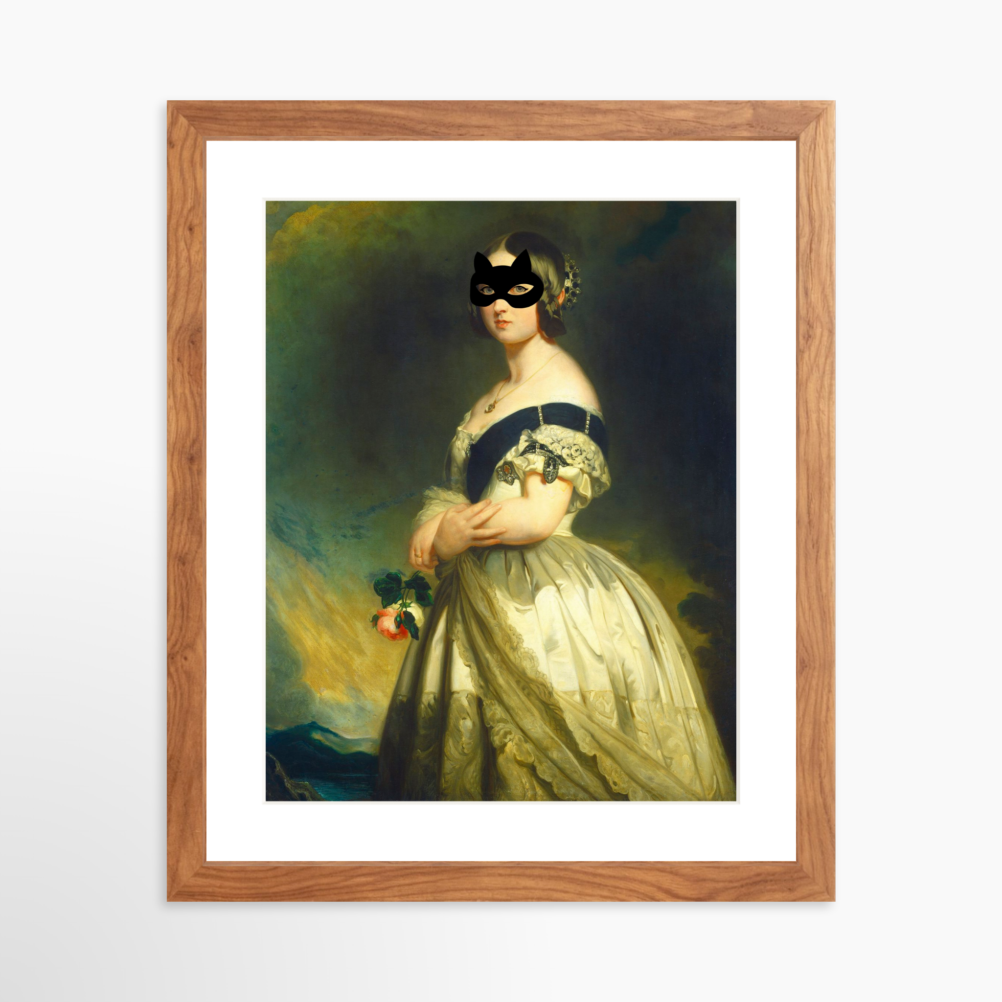 11x14 / Light Walnut Frame + White Mat