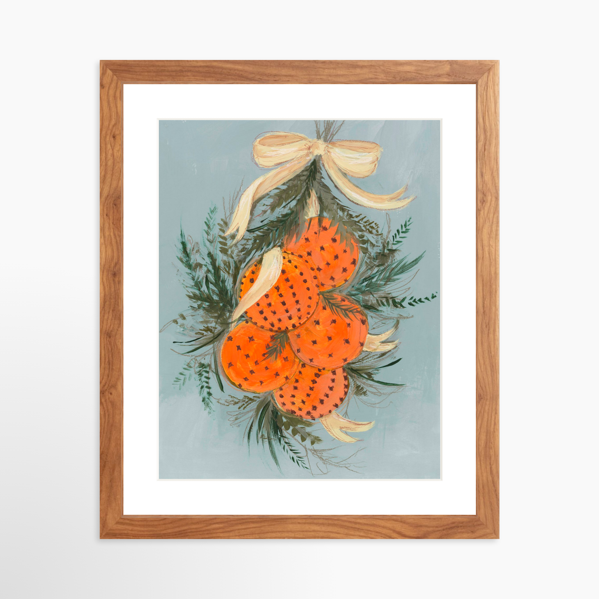 11x14 / Light Walnut Frame + White Mat