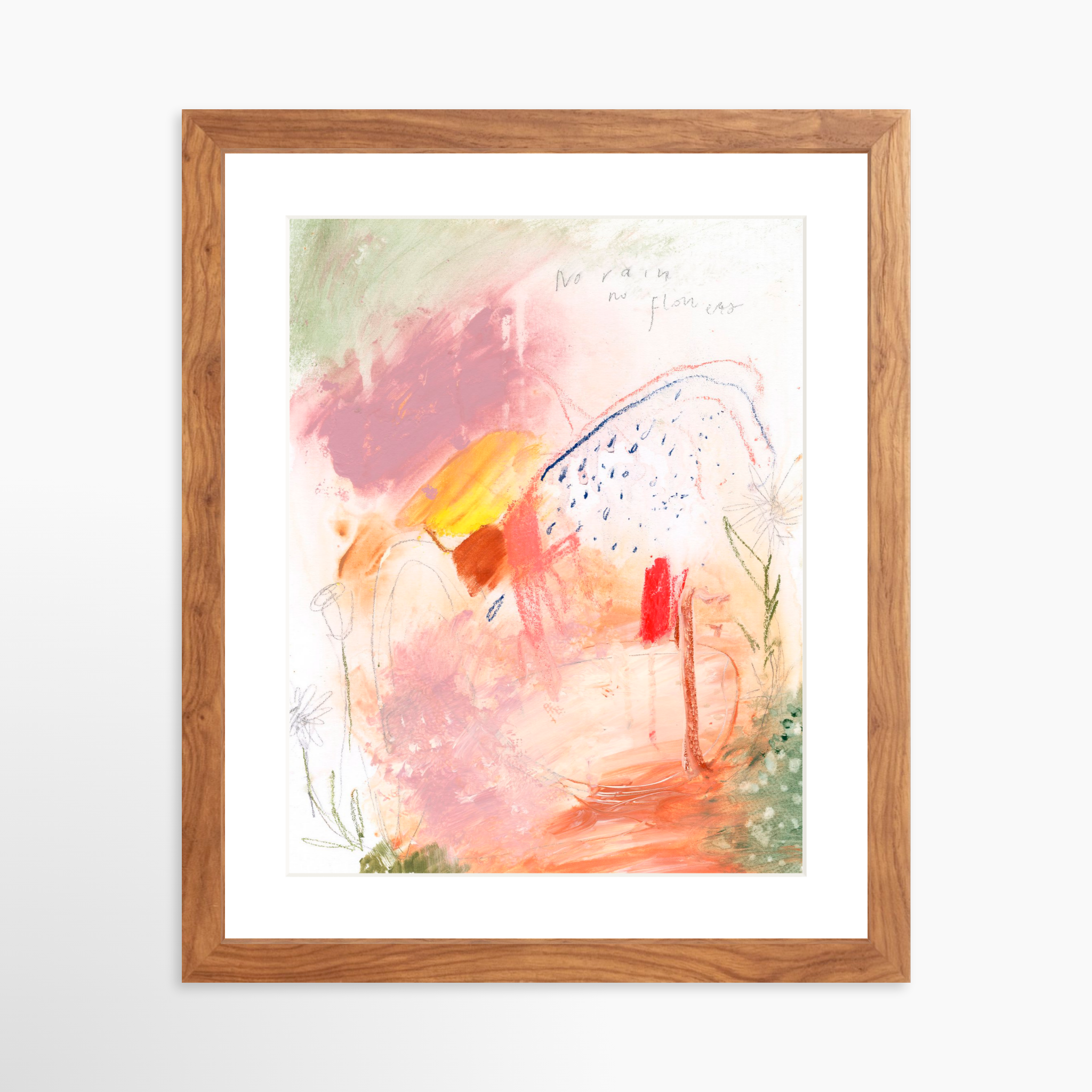 11x14 / Light Walnut Frame + White Mat