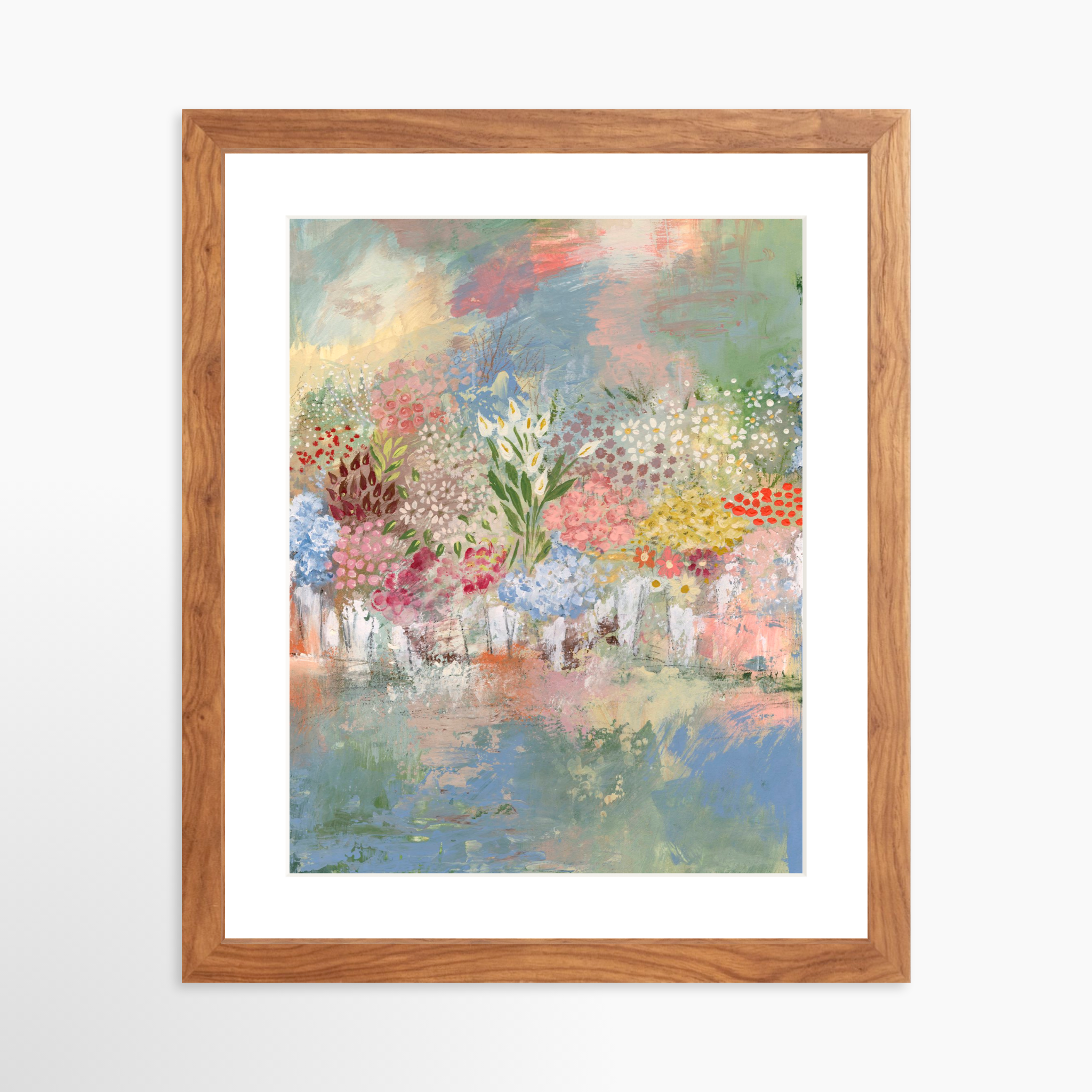 11x14 / Light Walnut Frame + White Mat