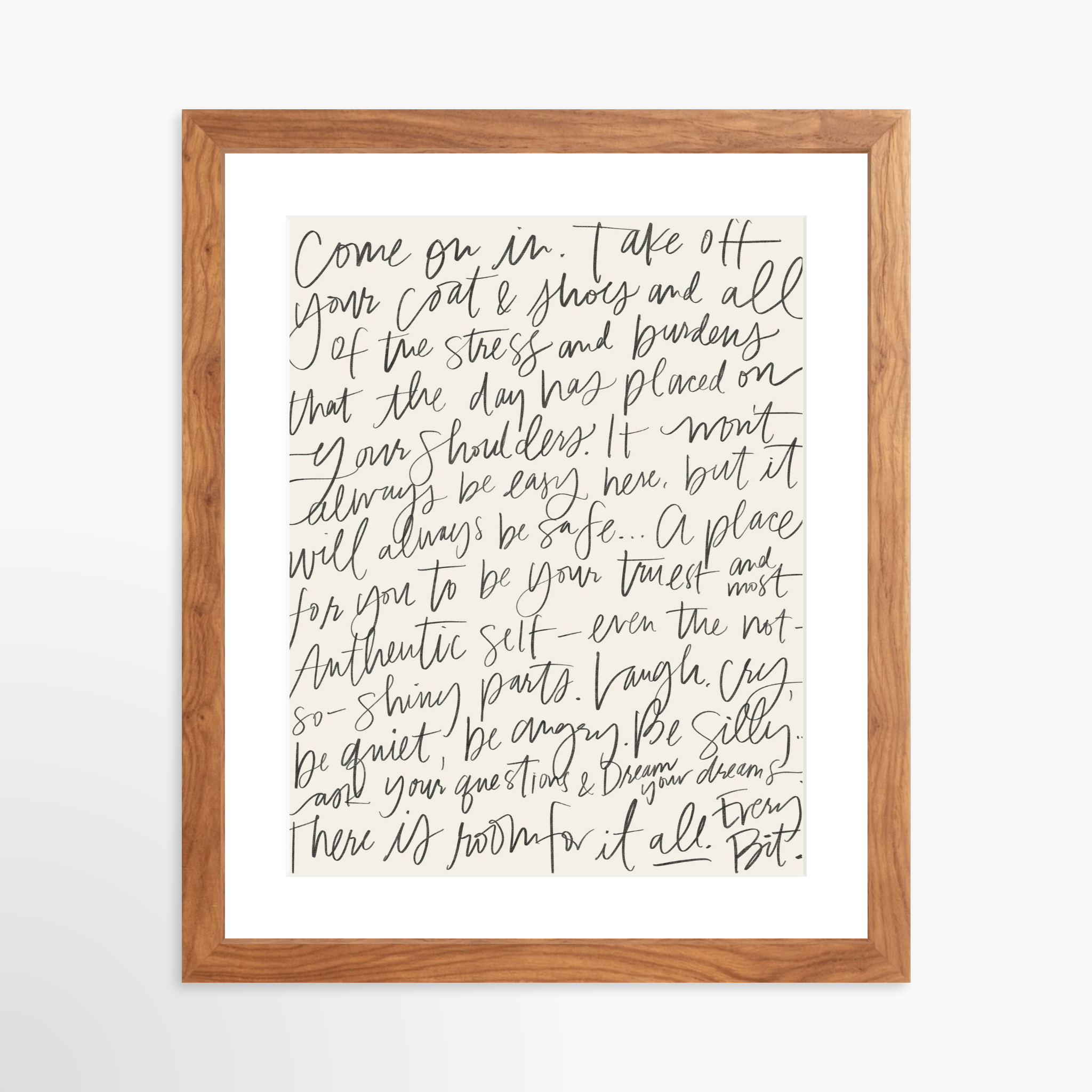 11x14 / Light Walnut Frame + White Mat