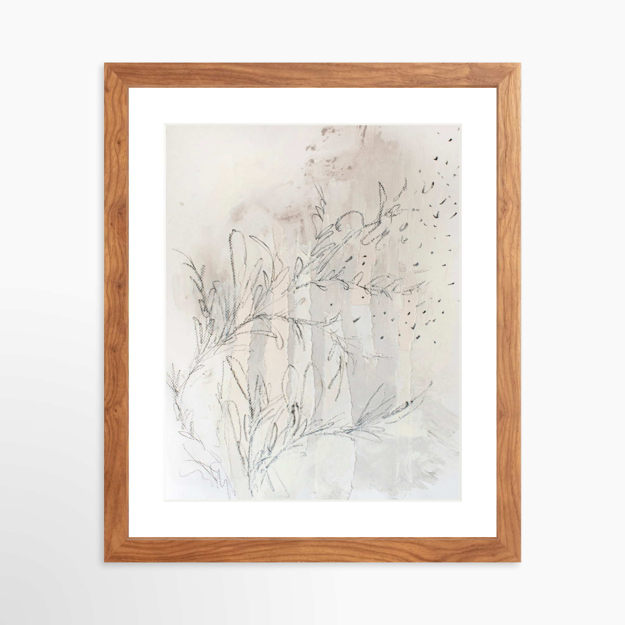 11x14 / Light Walnut Frame + White Mat