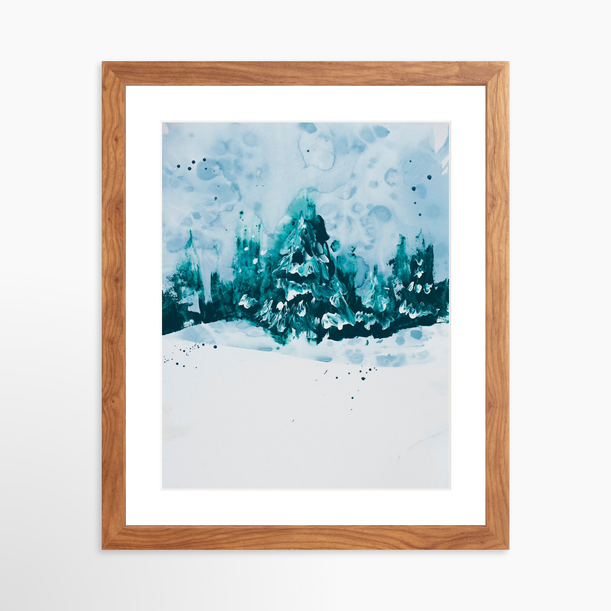 11x14 / Light Walnut Frame + White Mat