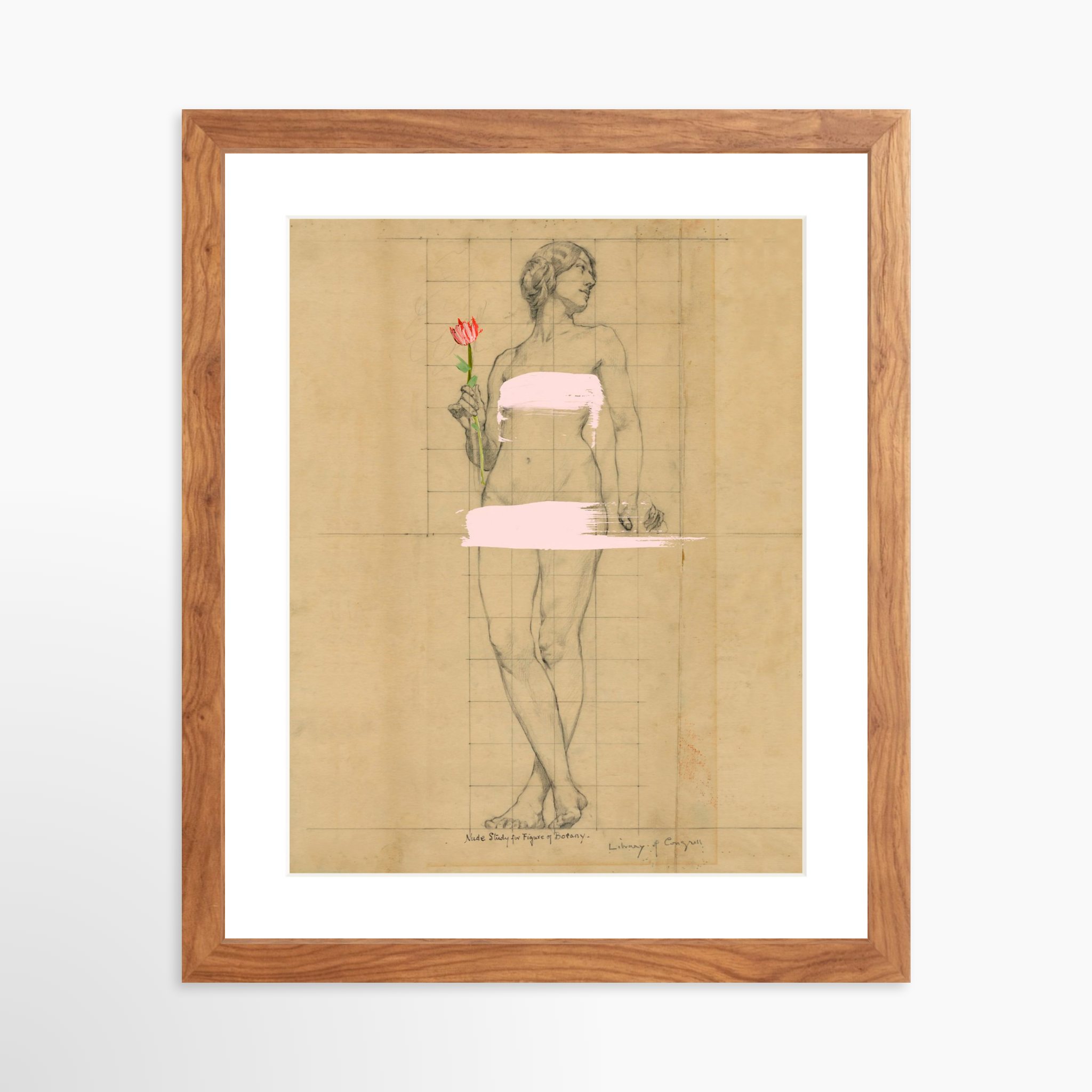 11x14 / Light Walnut Frame + White Mat