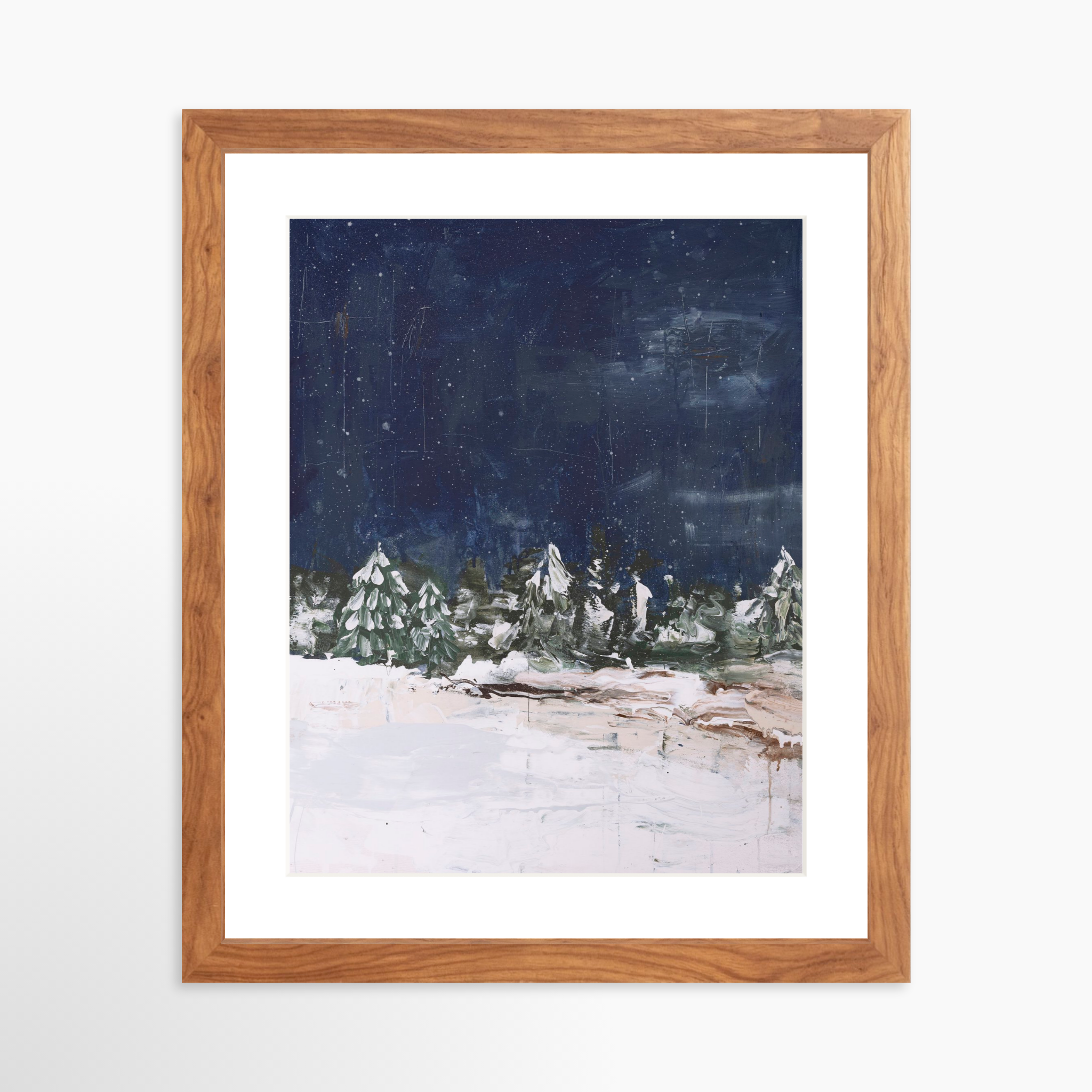 11x14 / Light Walnut Frame + White Mat